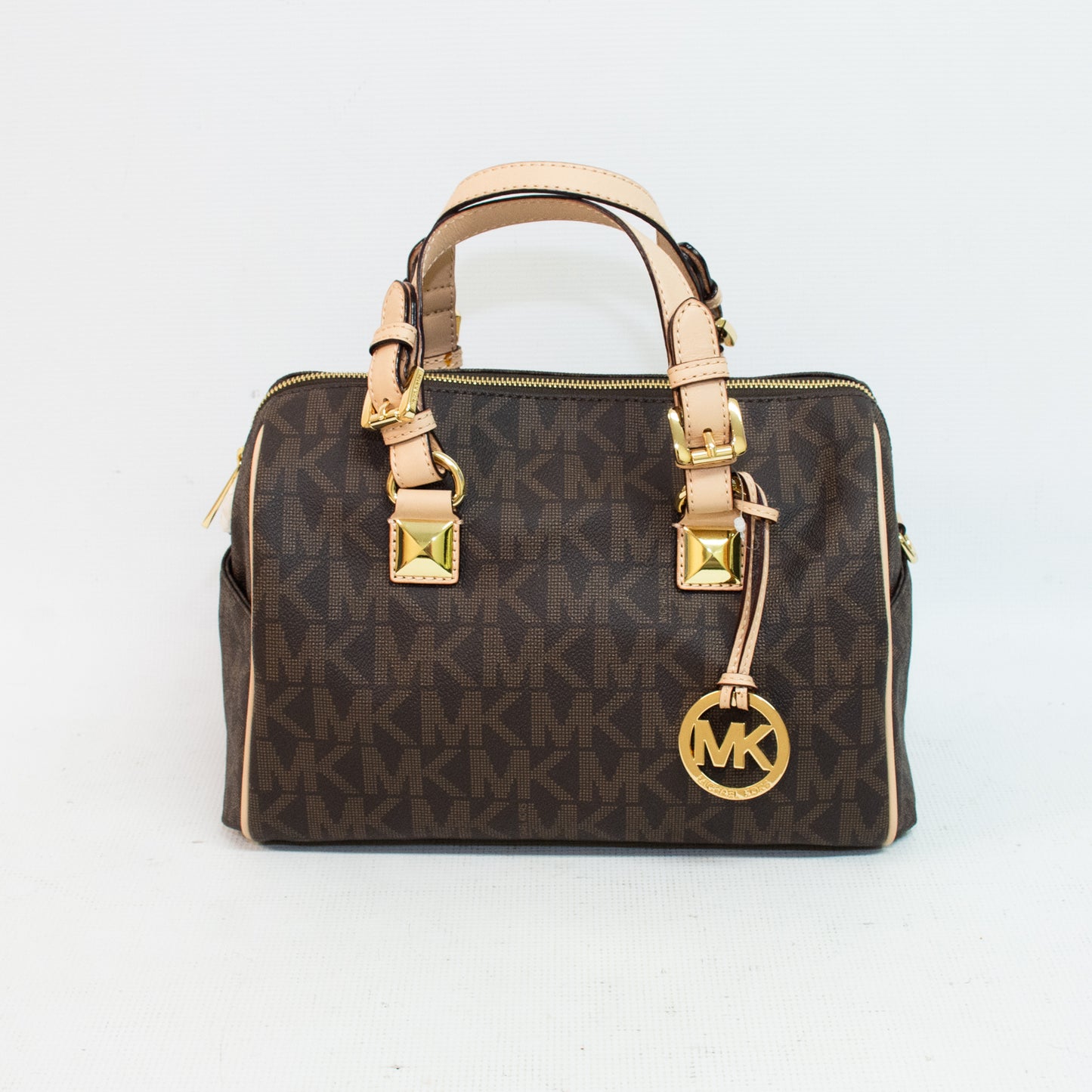 Michael Kors Grayson Signature Brown Medium Chain Satchel