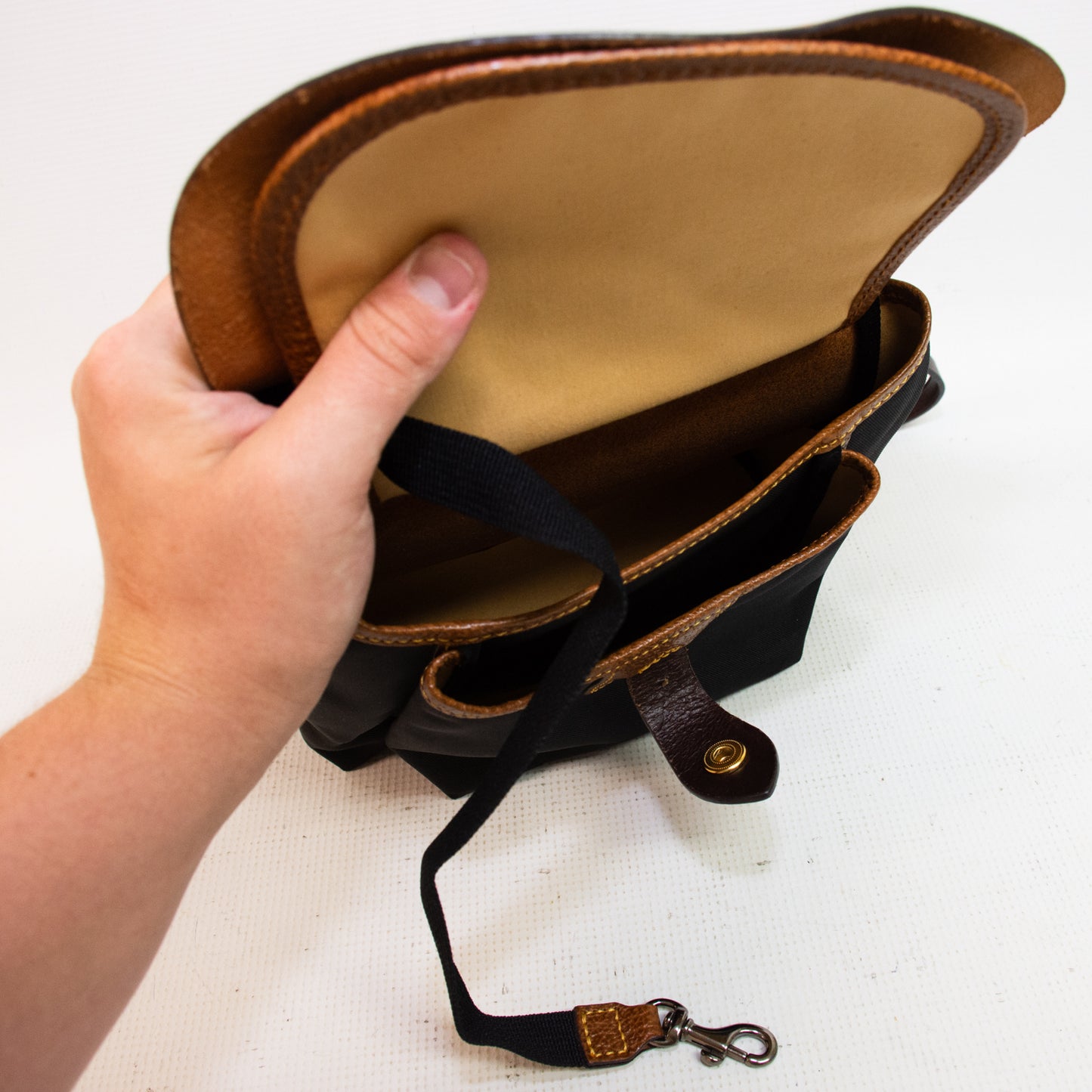 Dooney & Bourke Alto Black Nylon Brown Leather Cross Body Bag