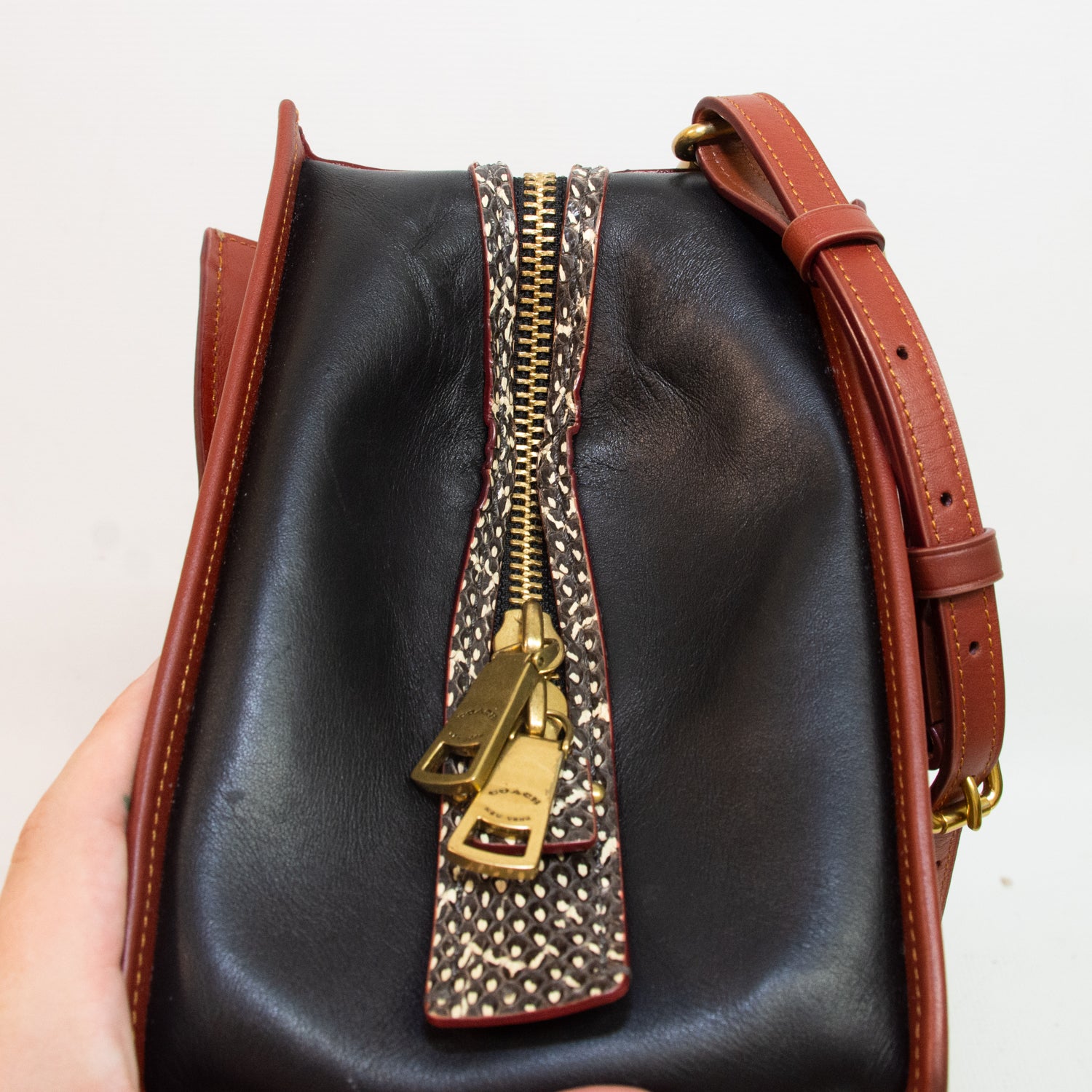 Coach 38845 Dreamer Signature Canvas Snakeskin Handbag