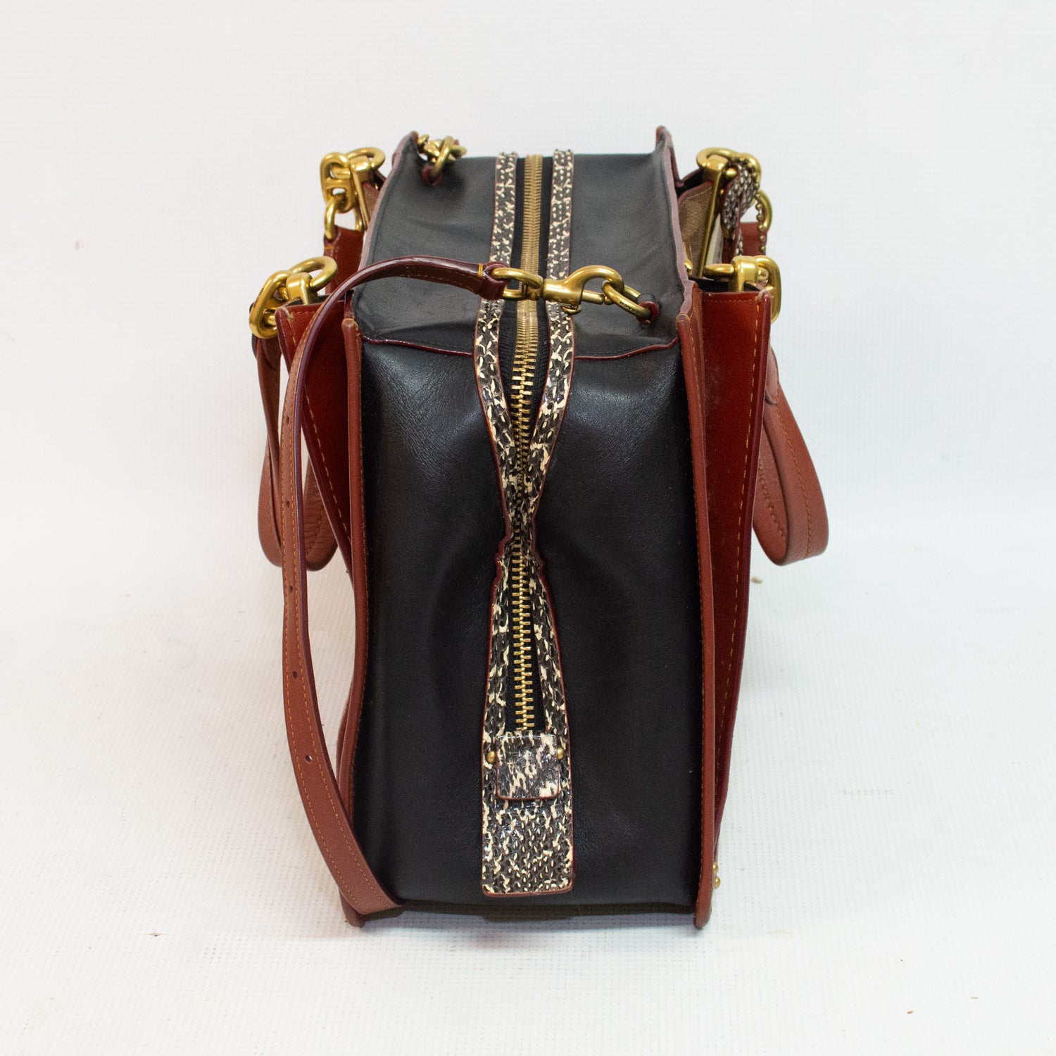 Coach 38845 Dreamer Signature Canvas Snakeskin Handbag