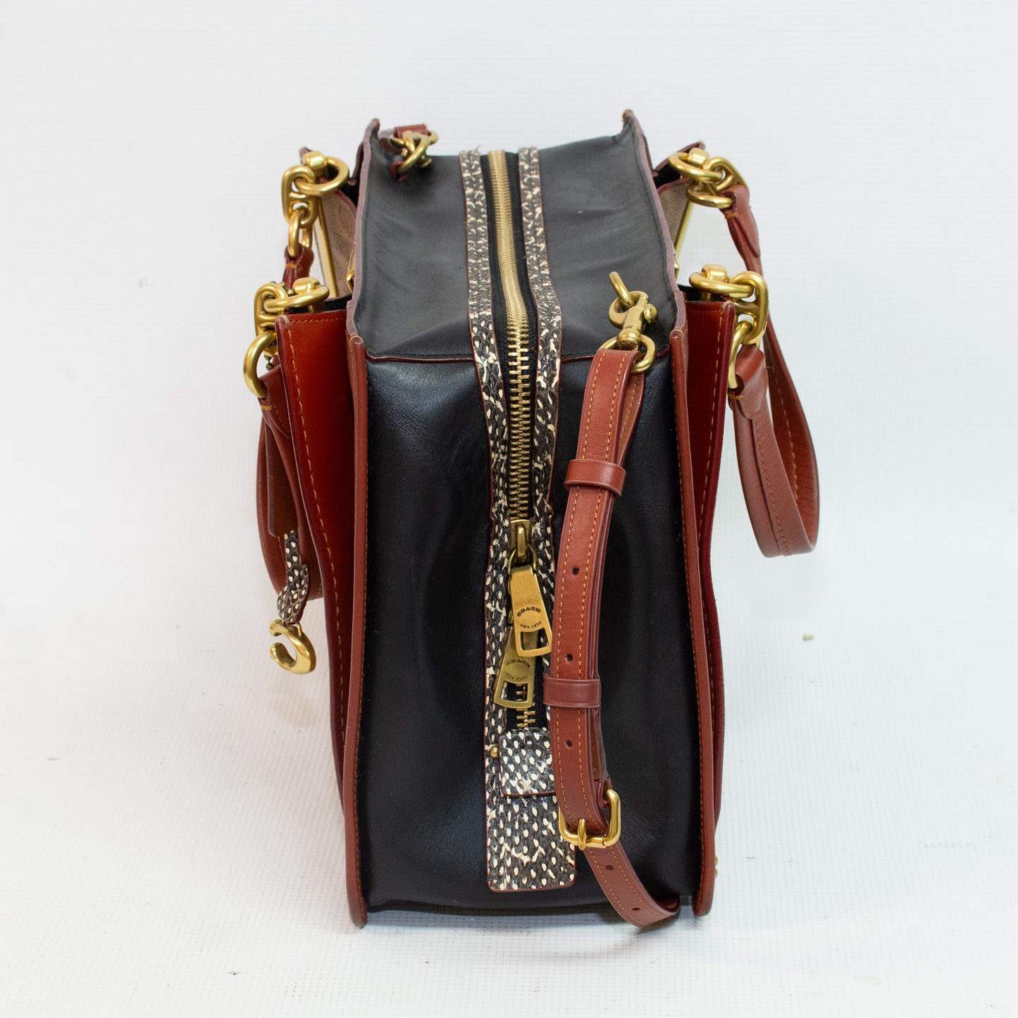 Coach 38845 Dreamer Signature Canvas Snakeskin Handbag