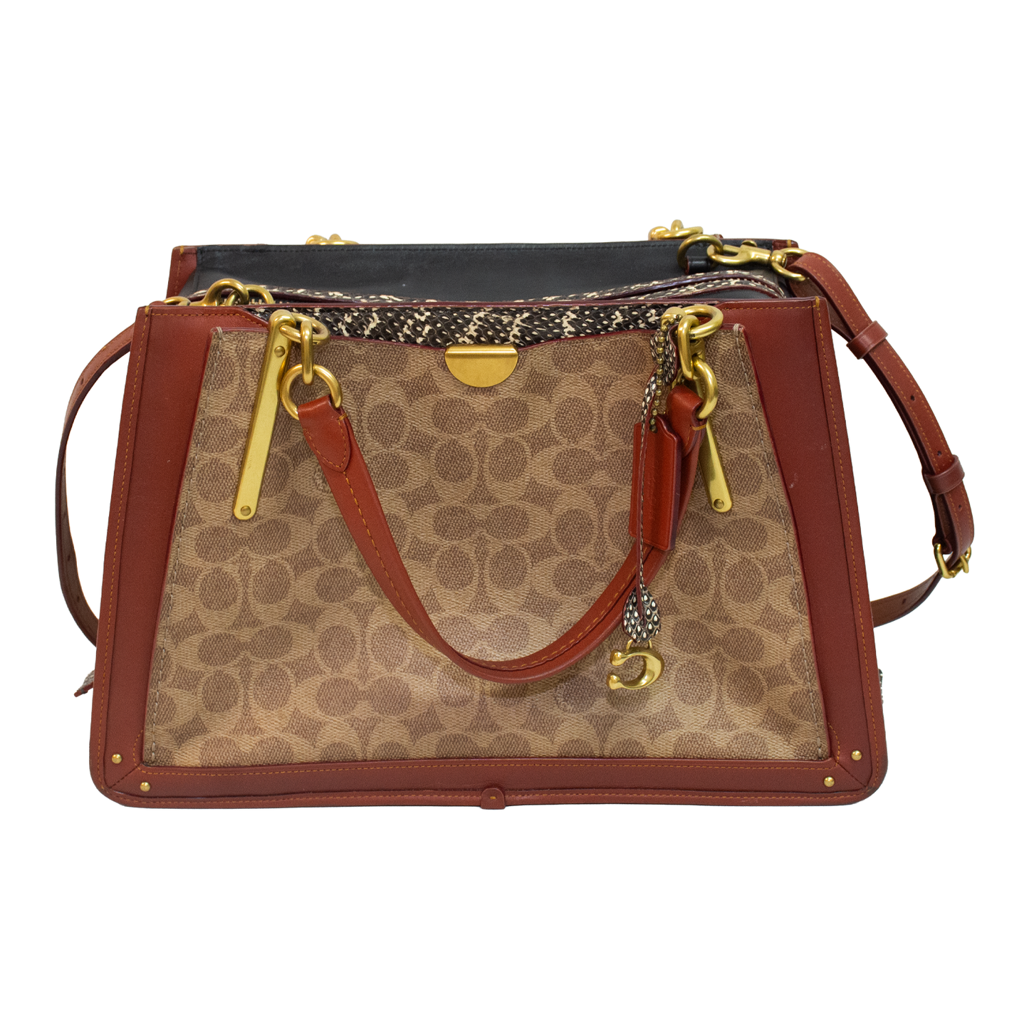 Coach 38845 Dreamer Signature Canvas Snakeskin Handbag