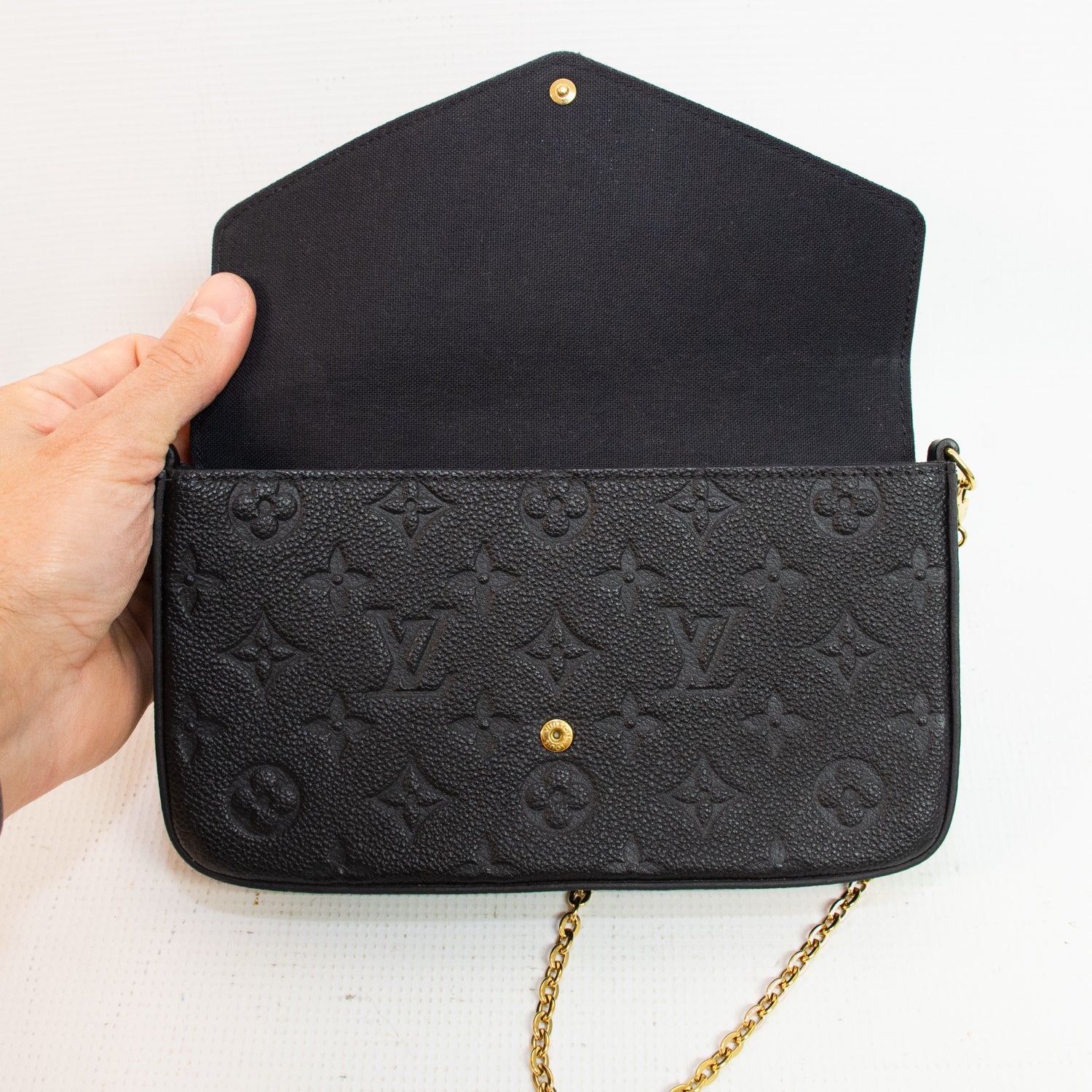 Louis Vuitton Monogram Empreinte Pouchette Chain Wallet - M64064