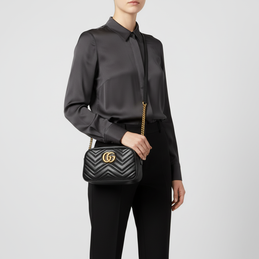 Gucci Marmont Small Black Shoulder Bag - 447632