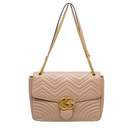 Gucci Marmont Large Matelasse Dusty Pink/Tan Purse - 631764