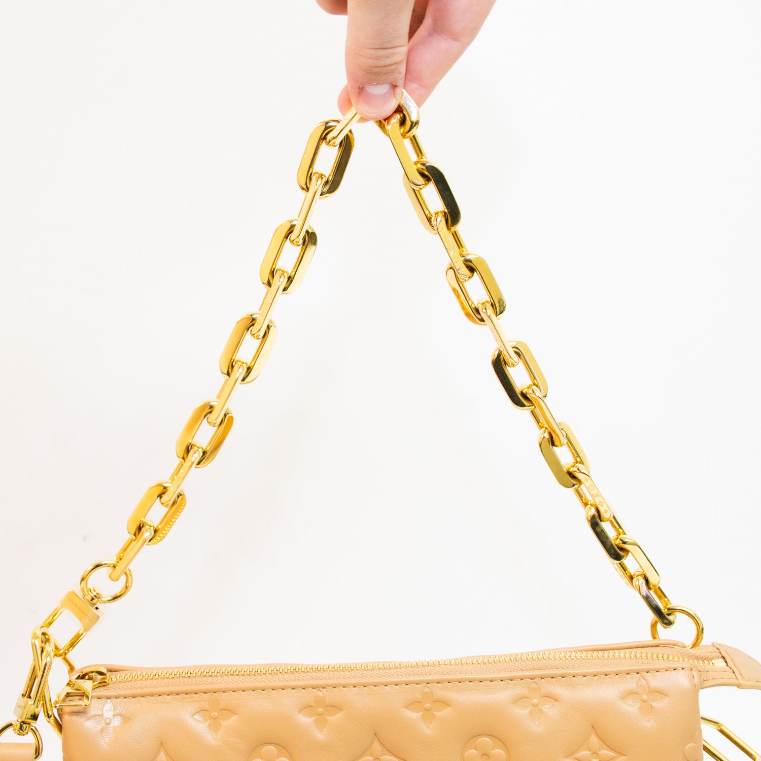 Louis Vuitton M577991 Coussin PM Camel Gold Chain Cross Body Bag