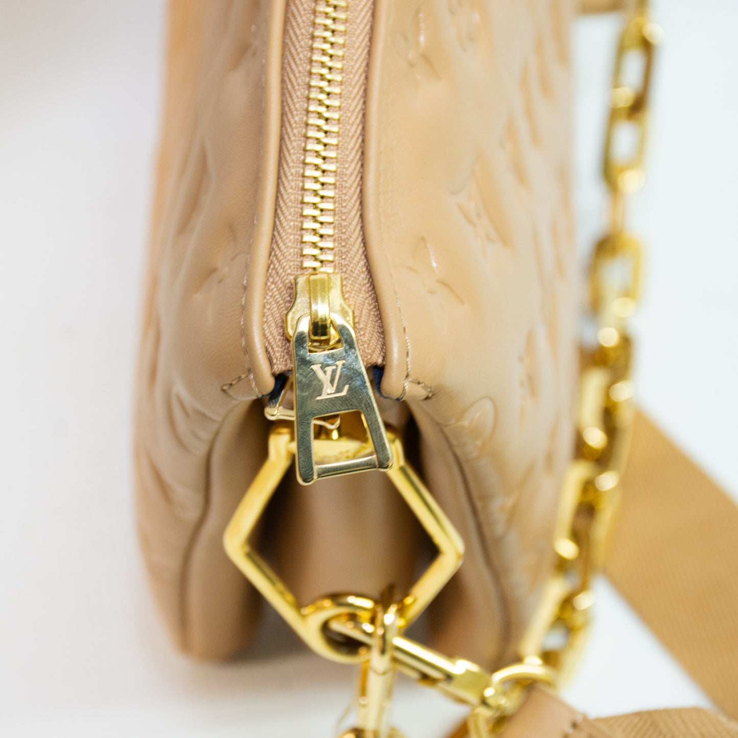 Louis Vuitton M577991 Coussin PM Camel Gold Chain Cross Body Bag