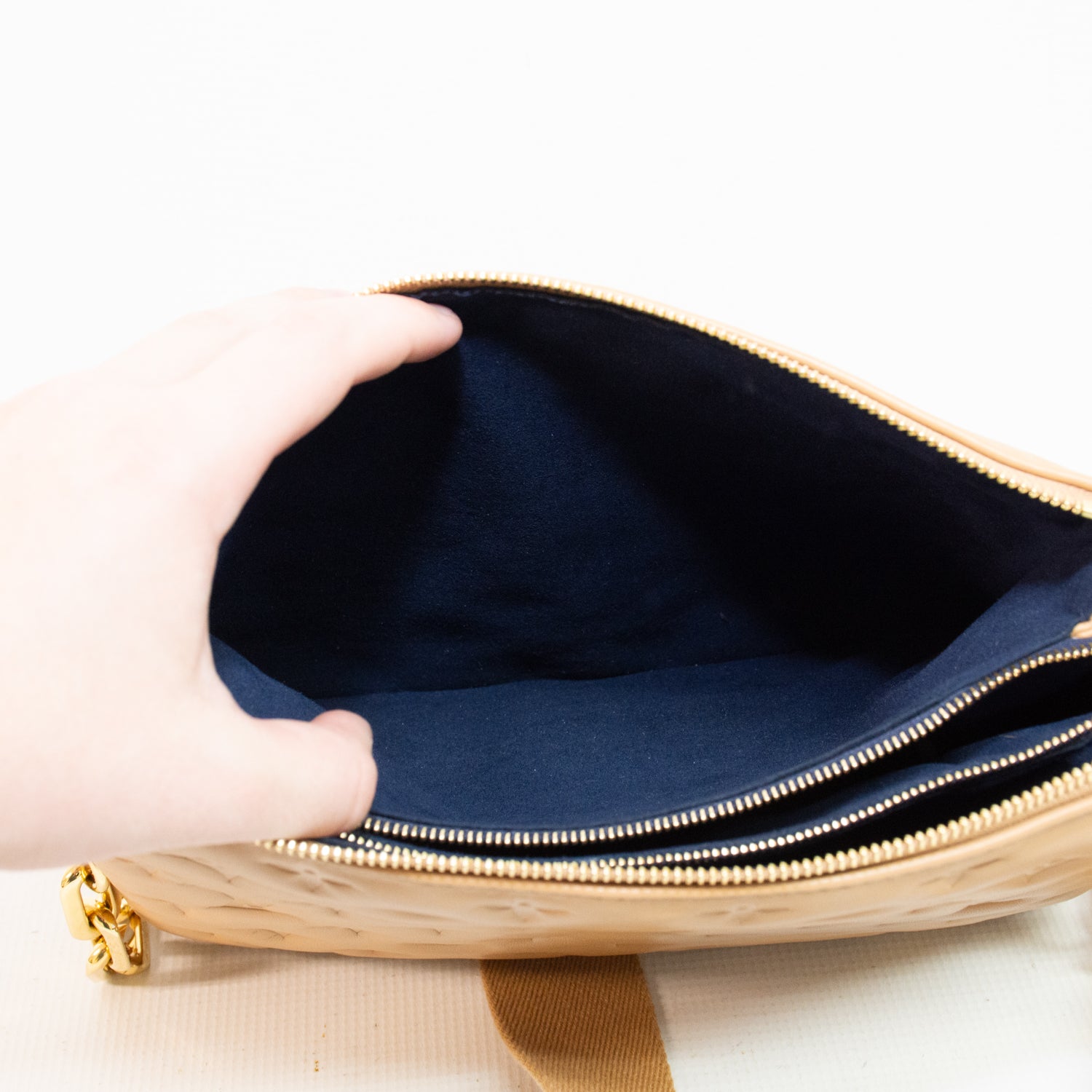 Louis Vuitton M577991 Coussin PM Camel Gold Chain Cross Body Bag