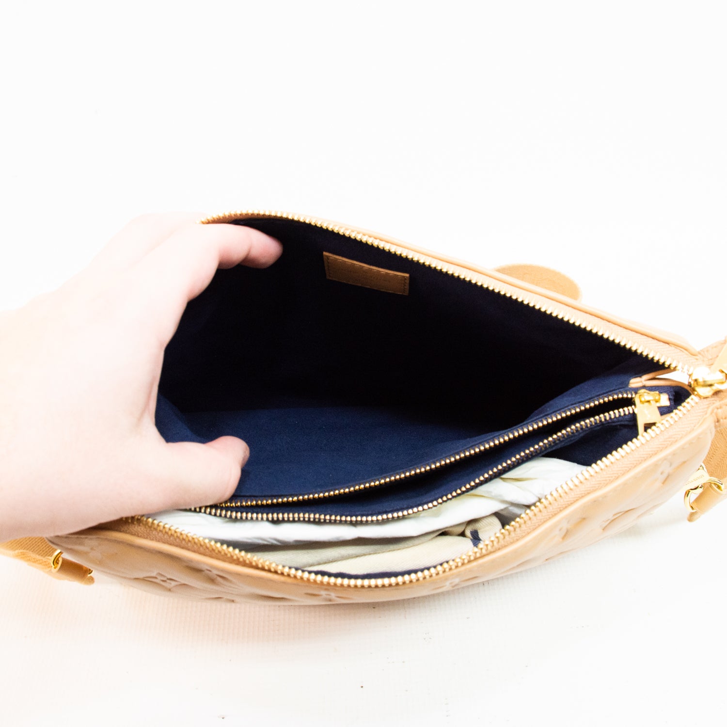 Louis Vuitton M577991 Coussin PM Camel Gold Chain Cross Body Bag