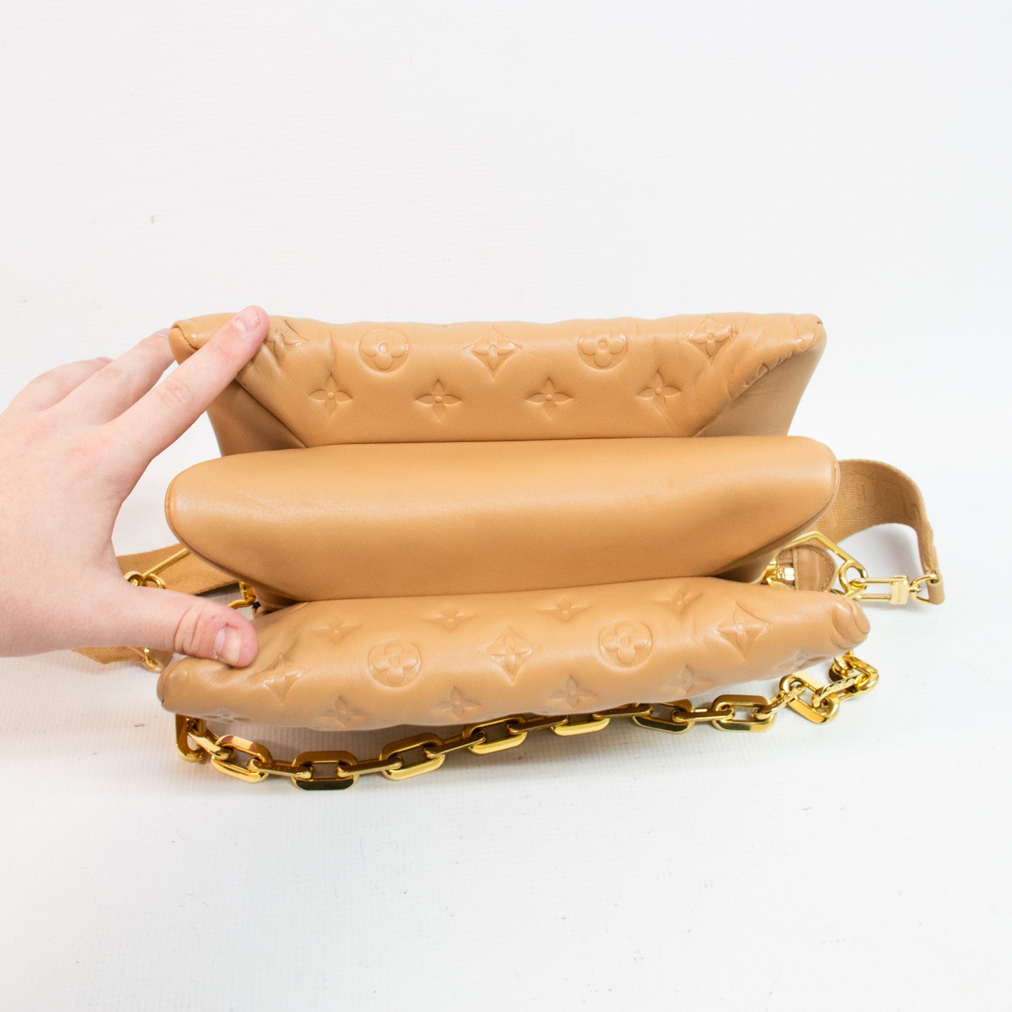 Louis Vuitton M577991 Coussin PM Camel Gold Chain Cross Body Bag