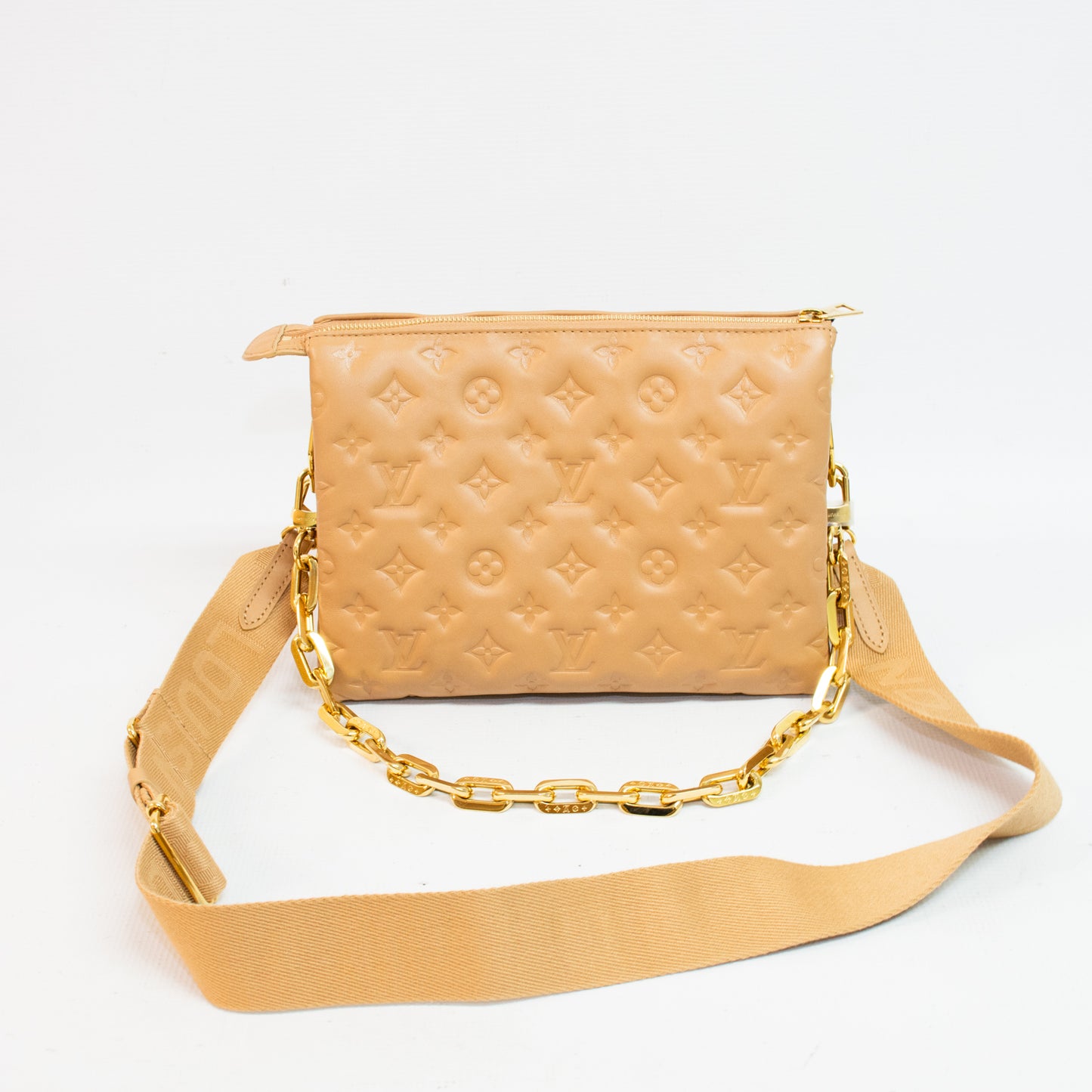 Louis Vuitton M577991 Coussin PM Camel Gold Chain Cross Body Bag