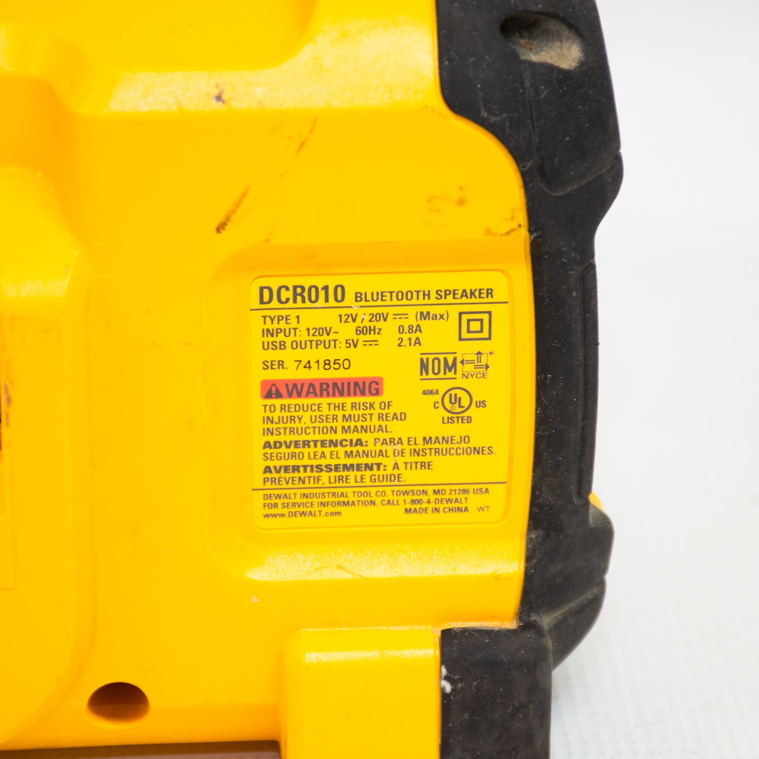 DEWALT DCR010 12V/20V Max Jobsite Bluetooth Speaker