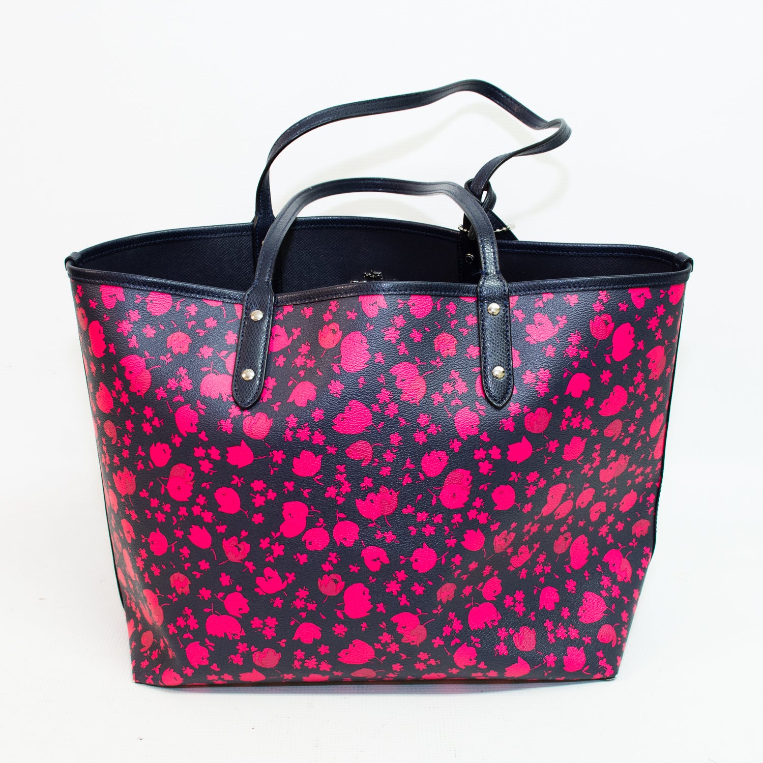Coach F55862 Pink/Black Leaf Reversible City Tote & Coin Pouch