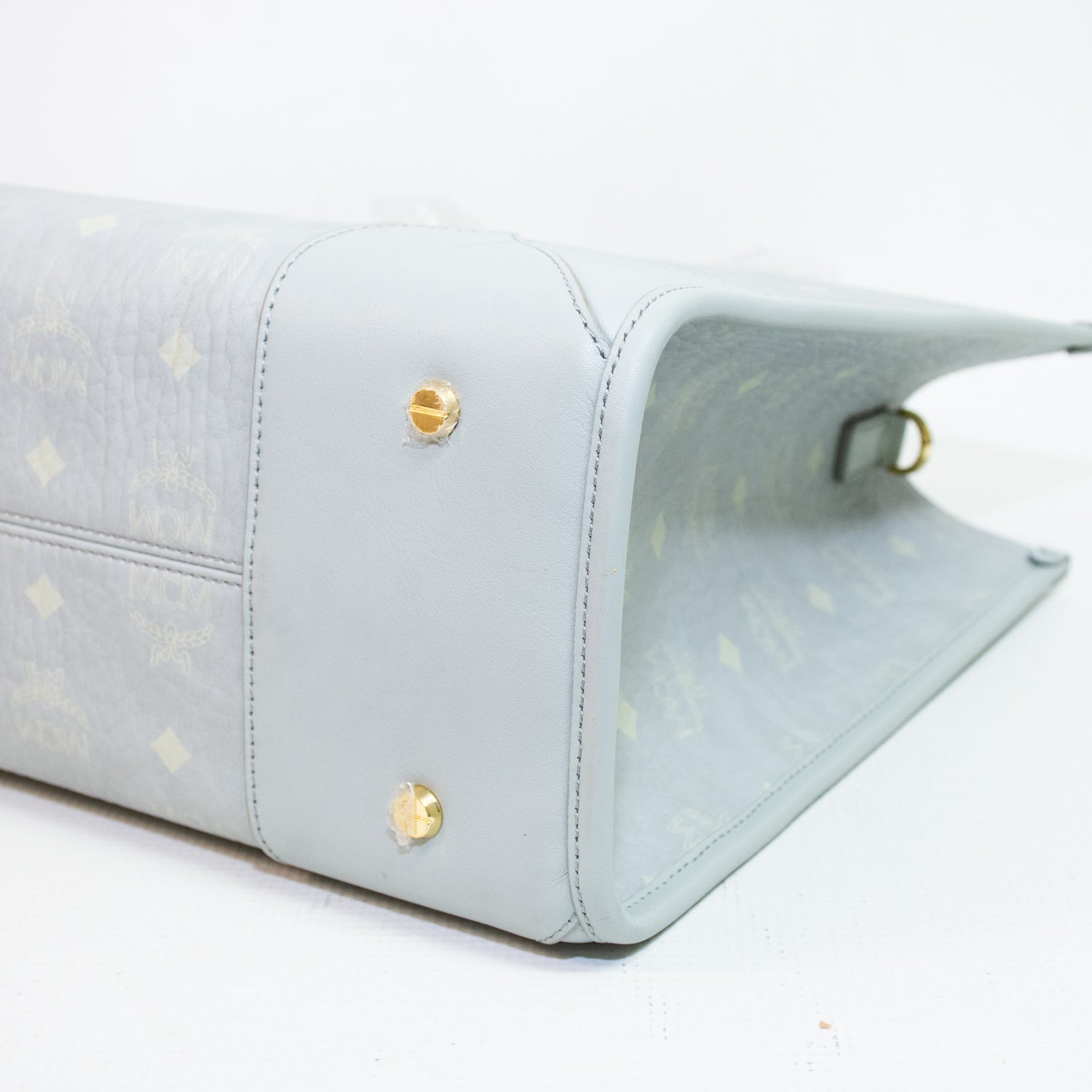MCM Z2697 Baby Blue Monogram Tote