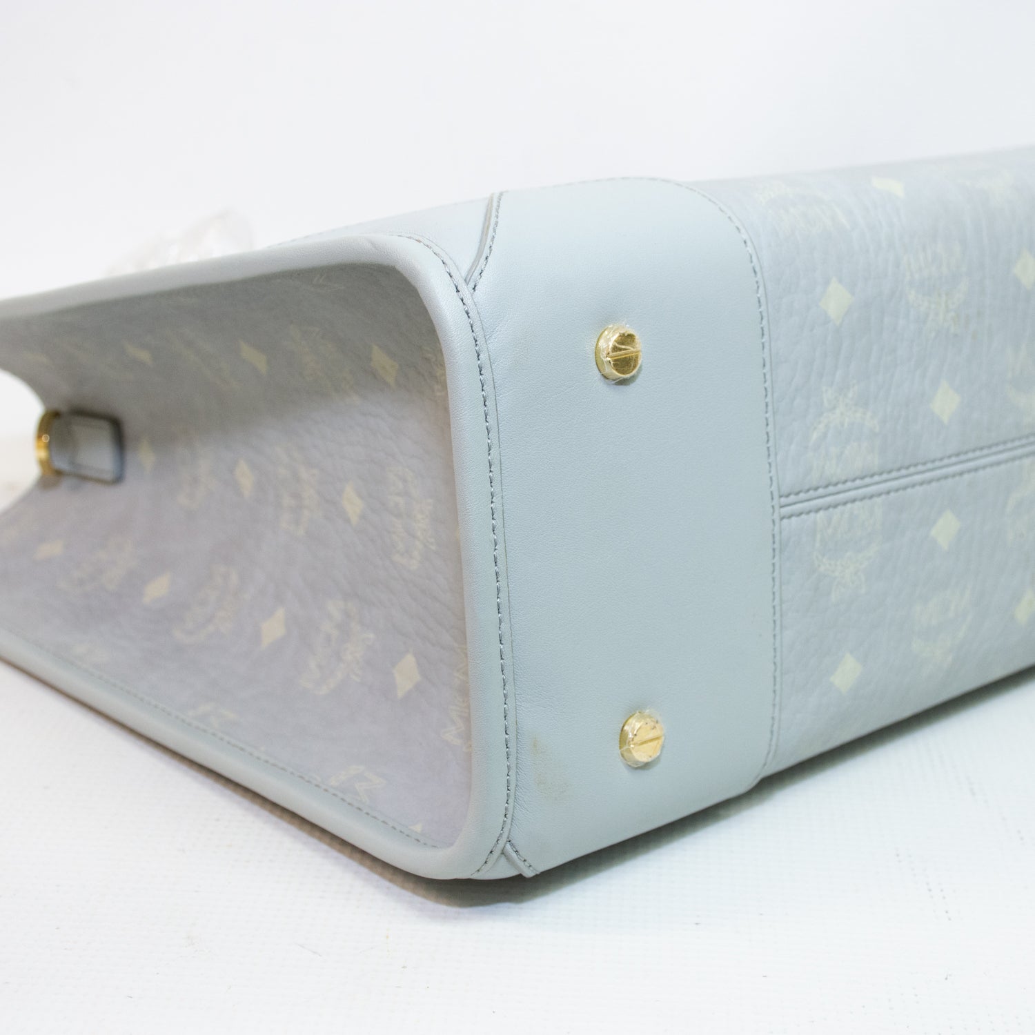 MCM Z2697 Baby Blue Monogram Tote