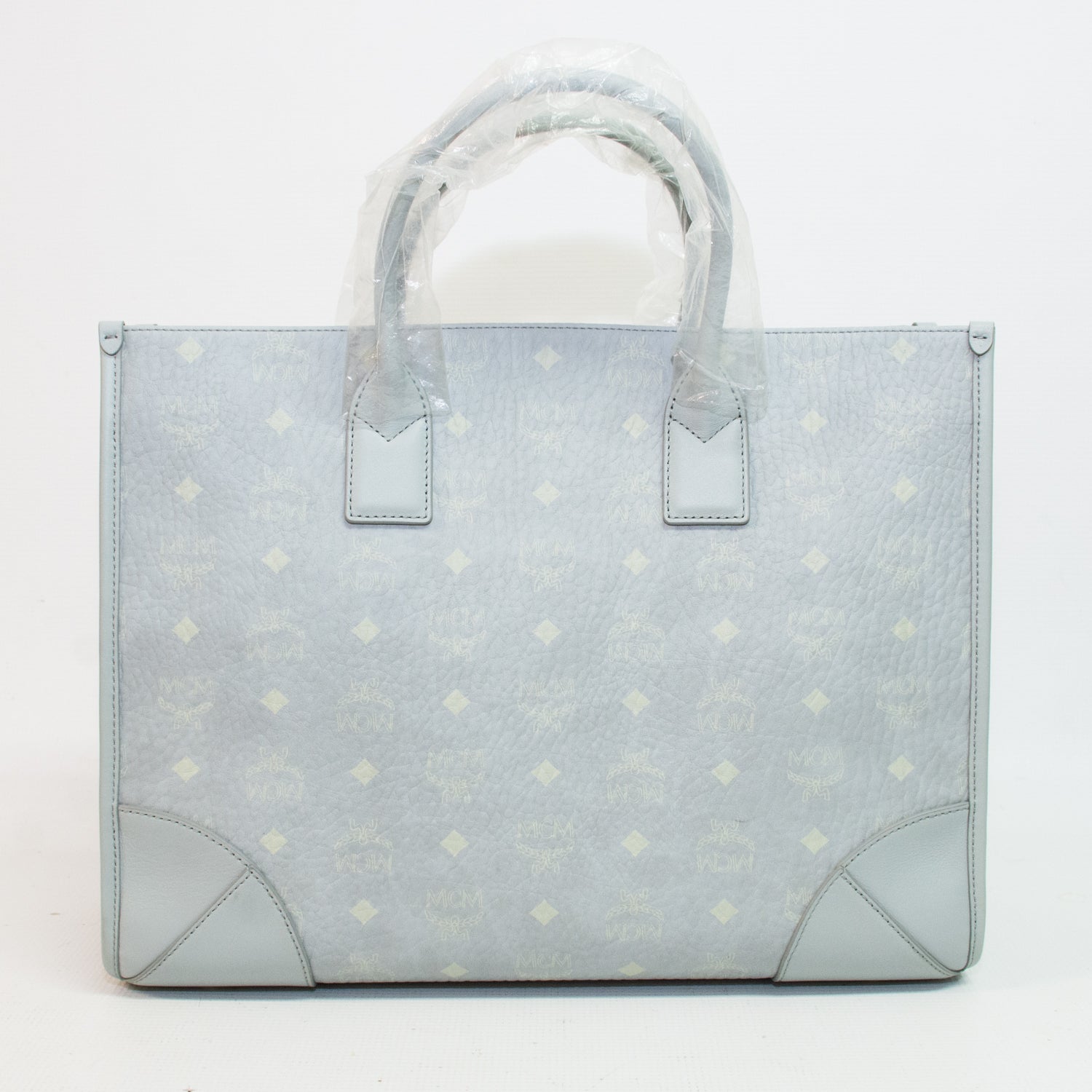 MCM Z2697 Baby Blue Monogram Tote