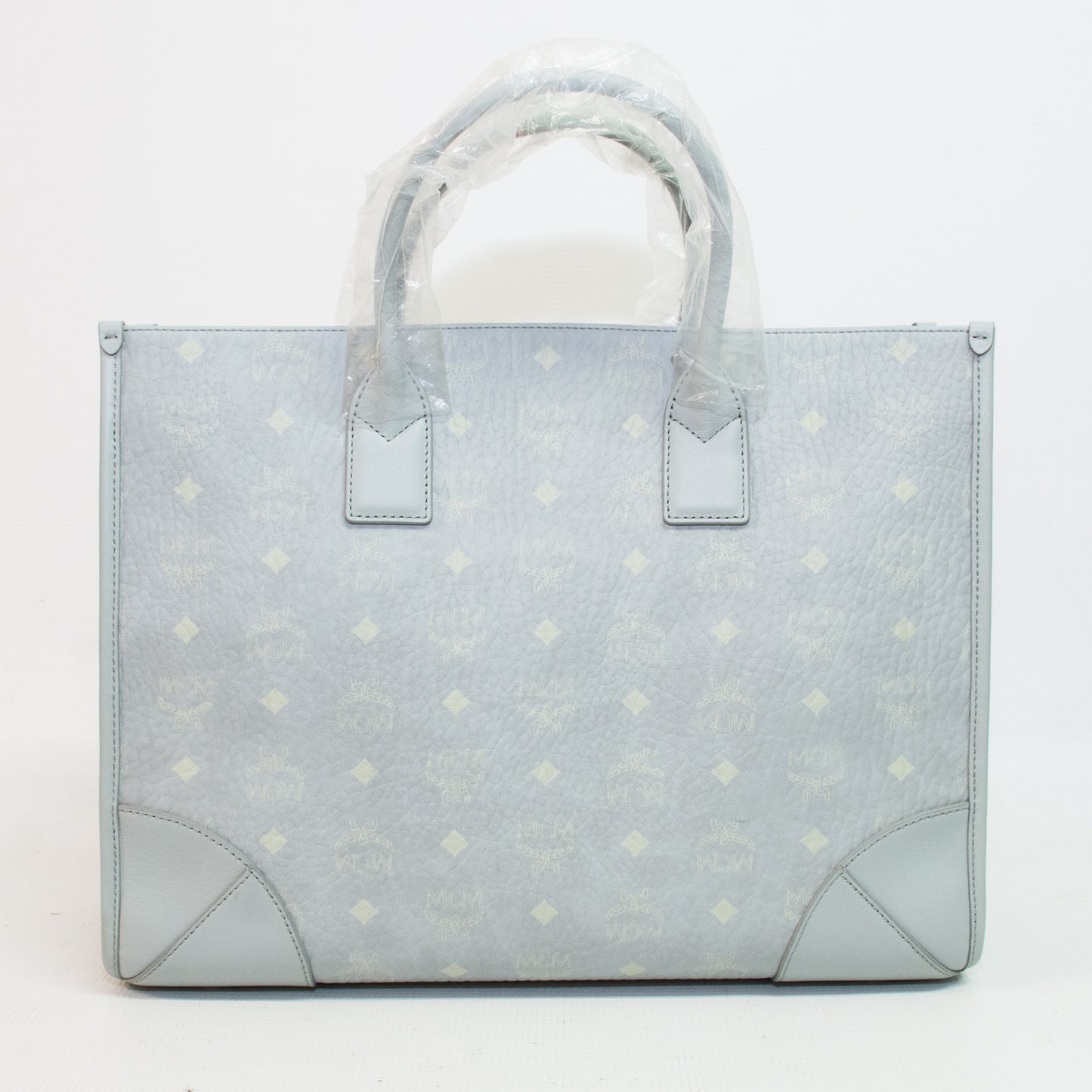 MCM Z2697 Baby Blue Monogram Tote