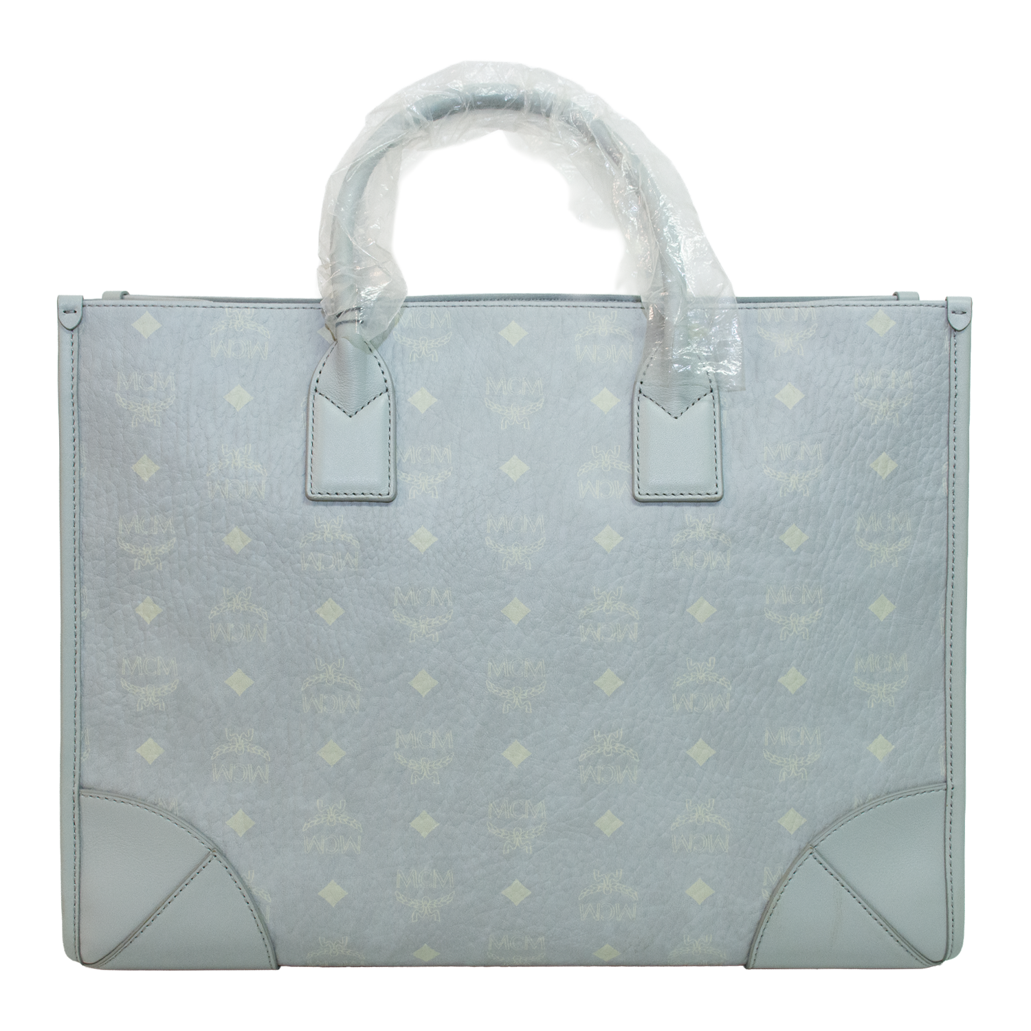 MCM Z2697 Baby Blue Monogram Tote