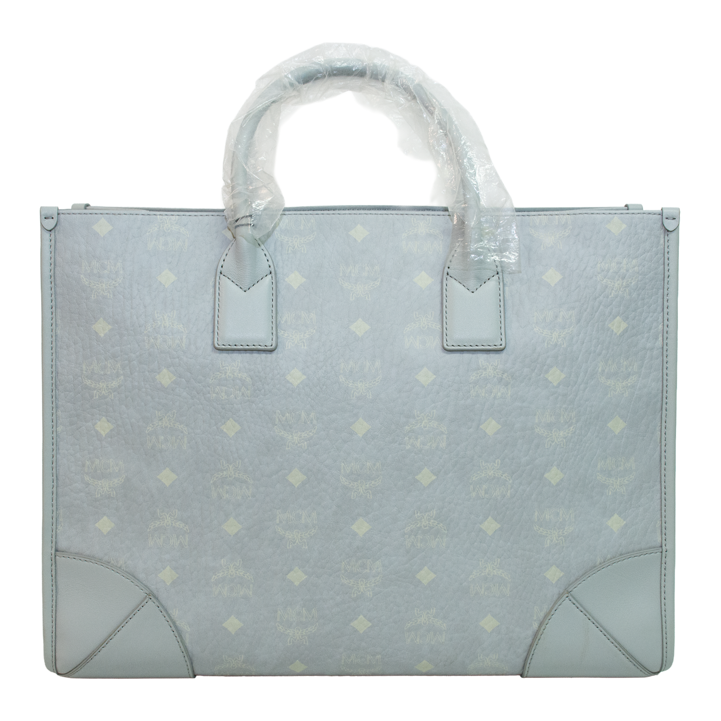 MCM Z2697 Baby Blue Monogram Tote