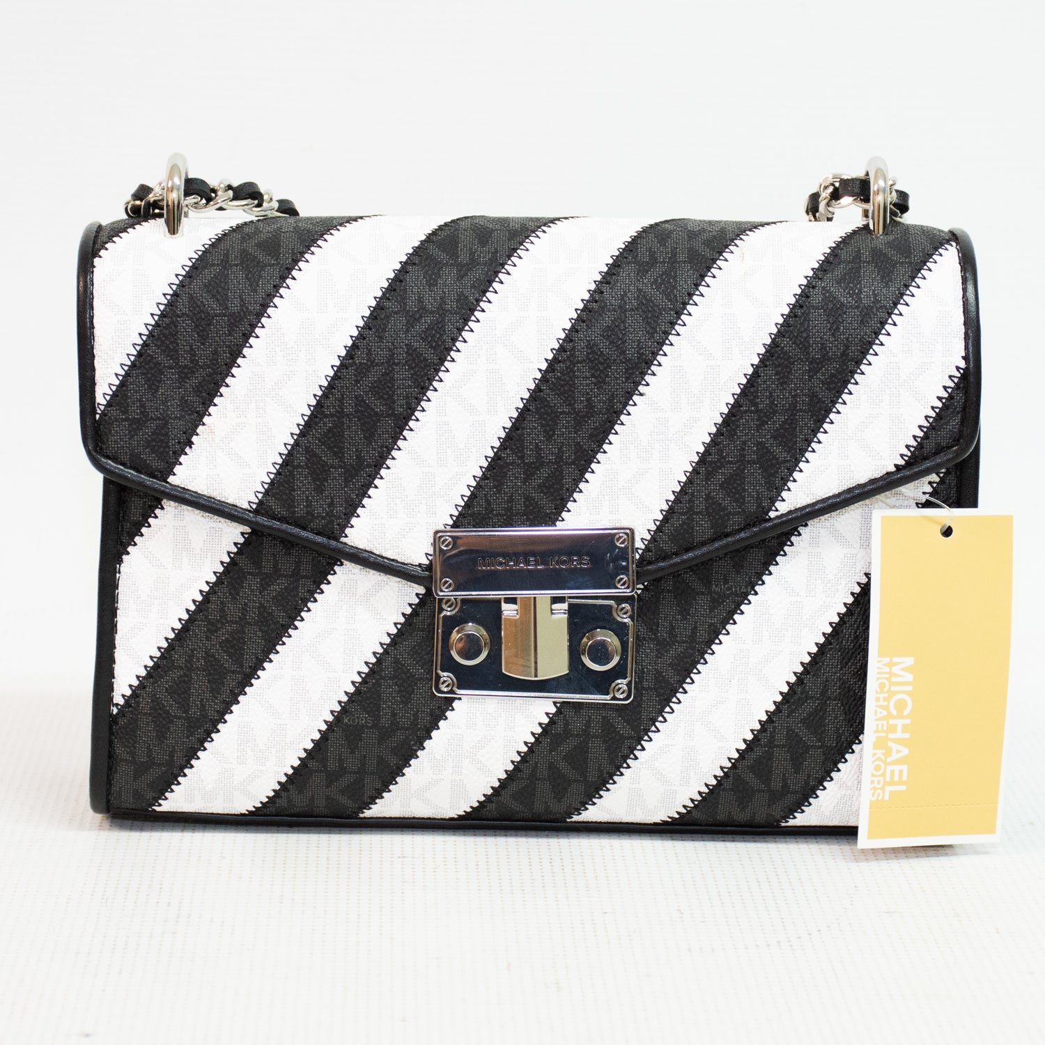 Michael Kors Rose Black Multi MD Flap Shoulder Bag - 35F0SXOL2L