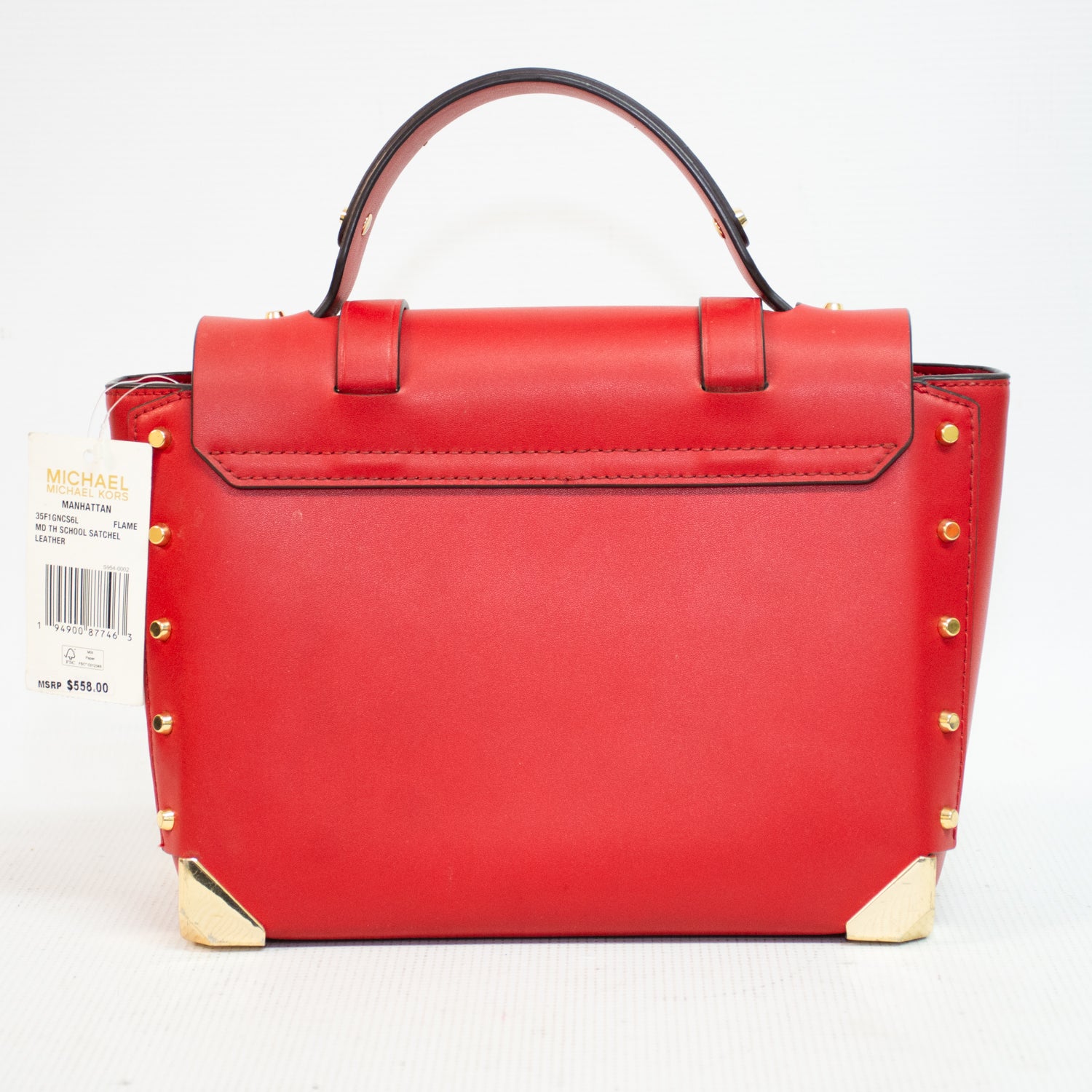 Michael Kors Manhattan Medium Red Leather Satchel - 35F1GNCS6L
