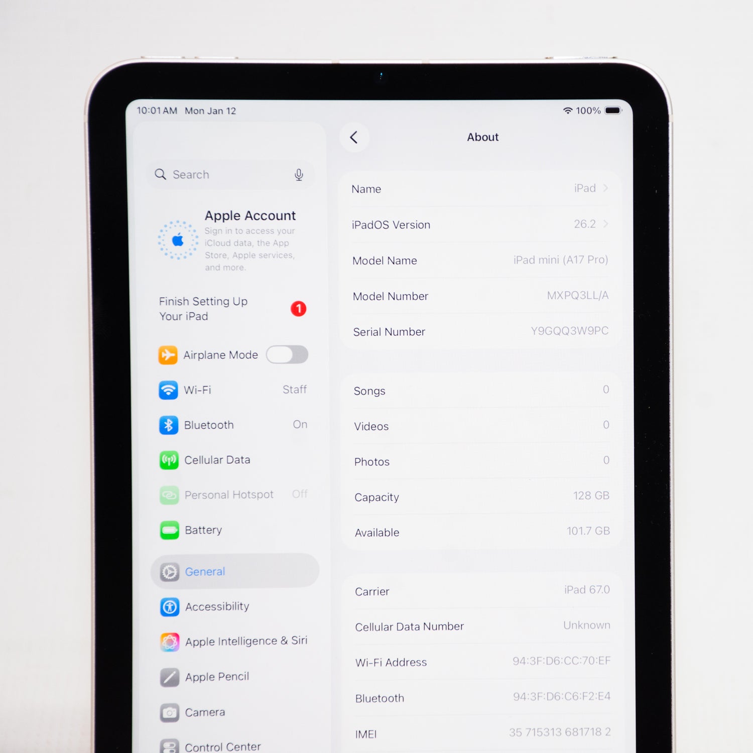 Apple iPad Mini 7th Gen - A2995 - 128 GB - Wifi/Cellular