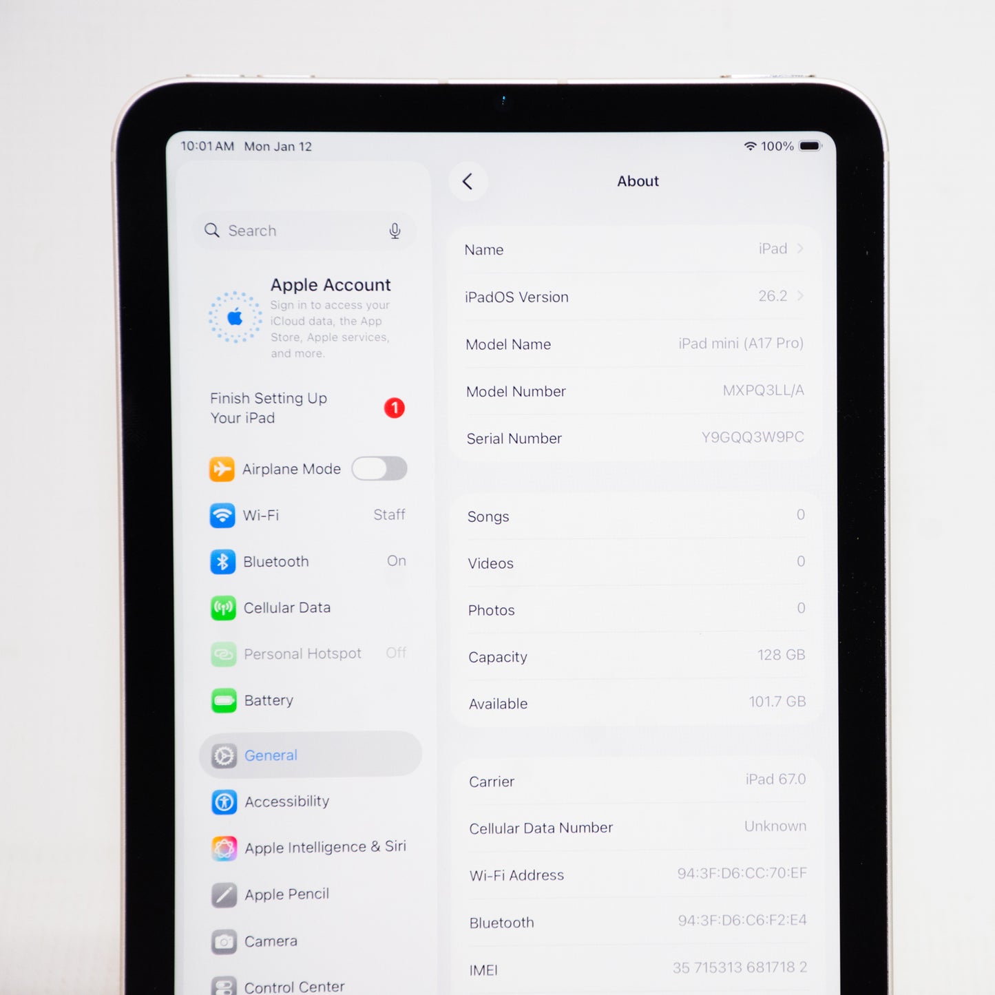 Apple iPad Mini 7th Gen - A2995 - 128 GB - Wifi/Cellular