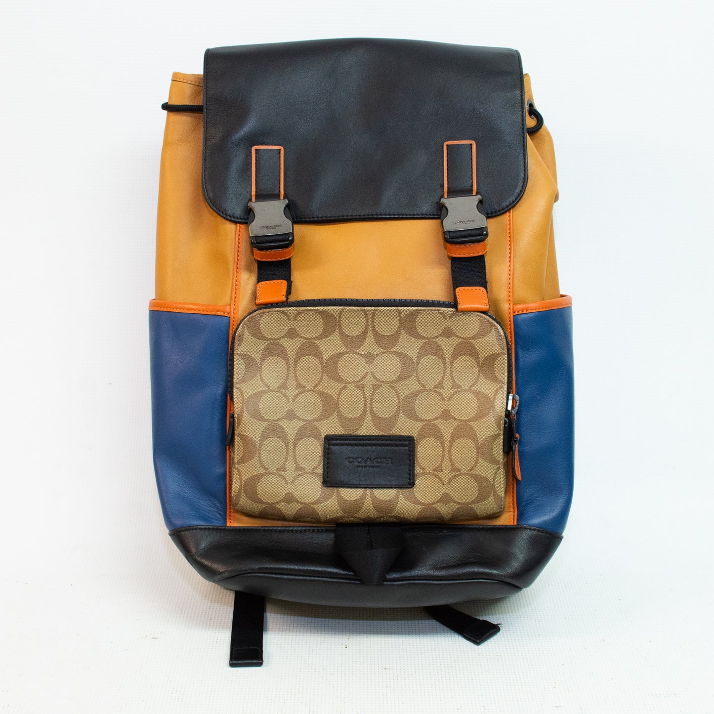 Coach C2722 Pattern - Blue, Brown, Black Colorblock Track Backpack