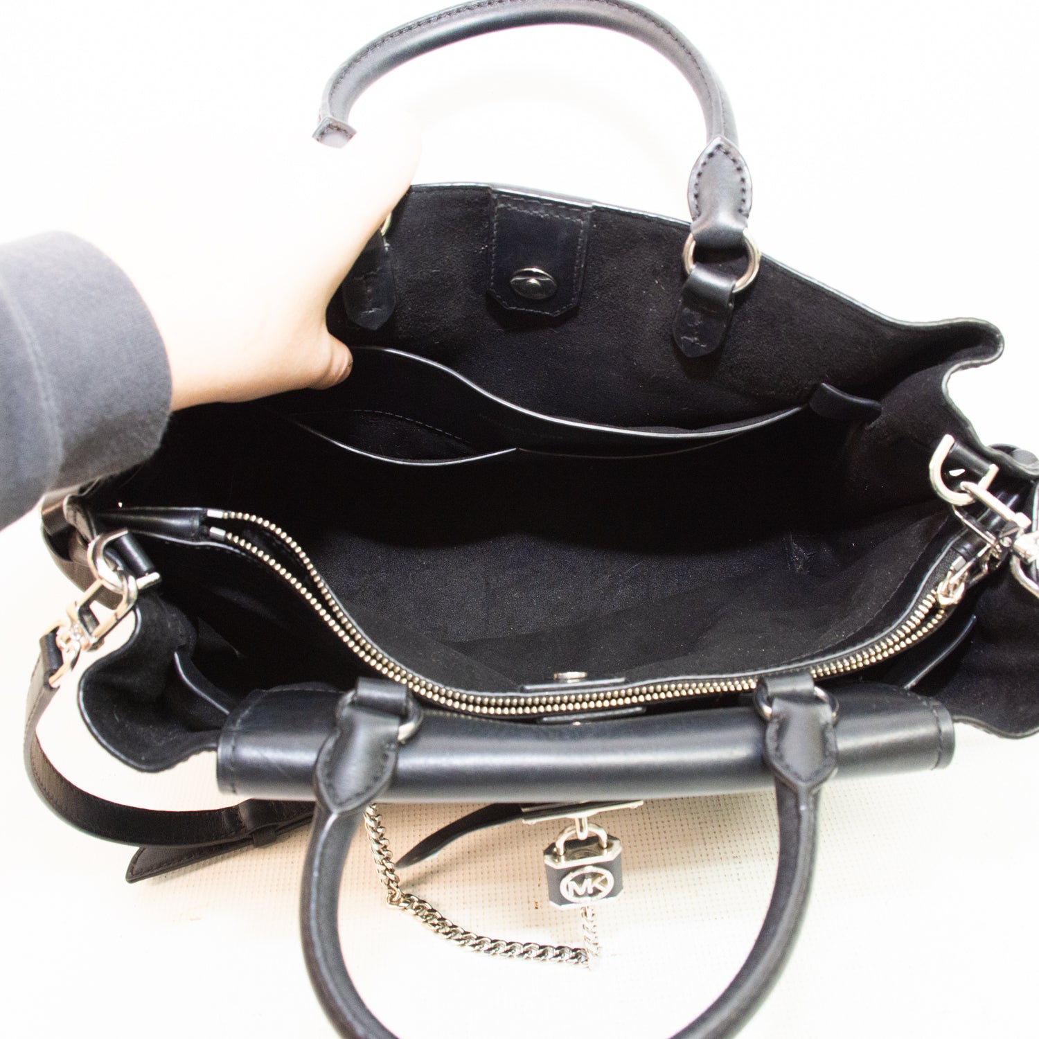 Michael Kors Hamilton Large Studded Leather Belted Satchel