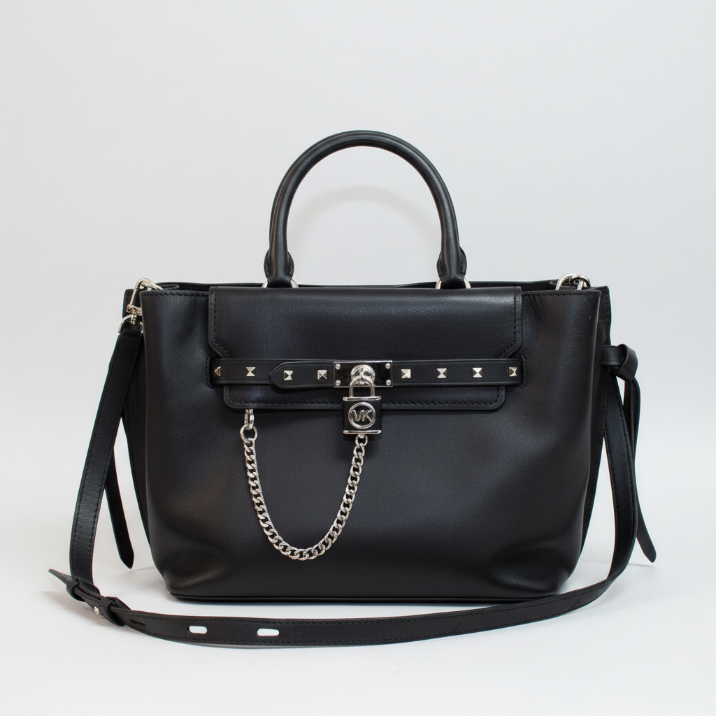 Michael Kors Hamilton Large Studded Leather Belted Satchel