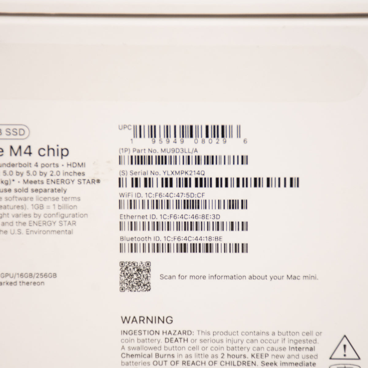 Apple Mac Mini A3238 M4 - 16 GB Ram - 256 GB SSD