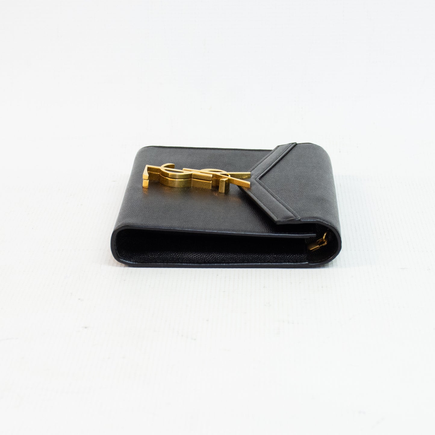 Saint Laurent Black Grain De Poudre Monogram Cassandra Chain Wallet - 635023