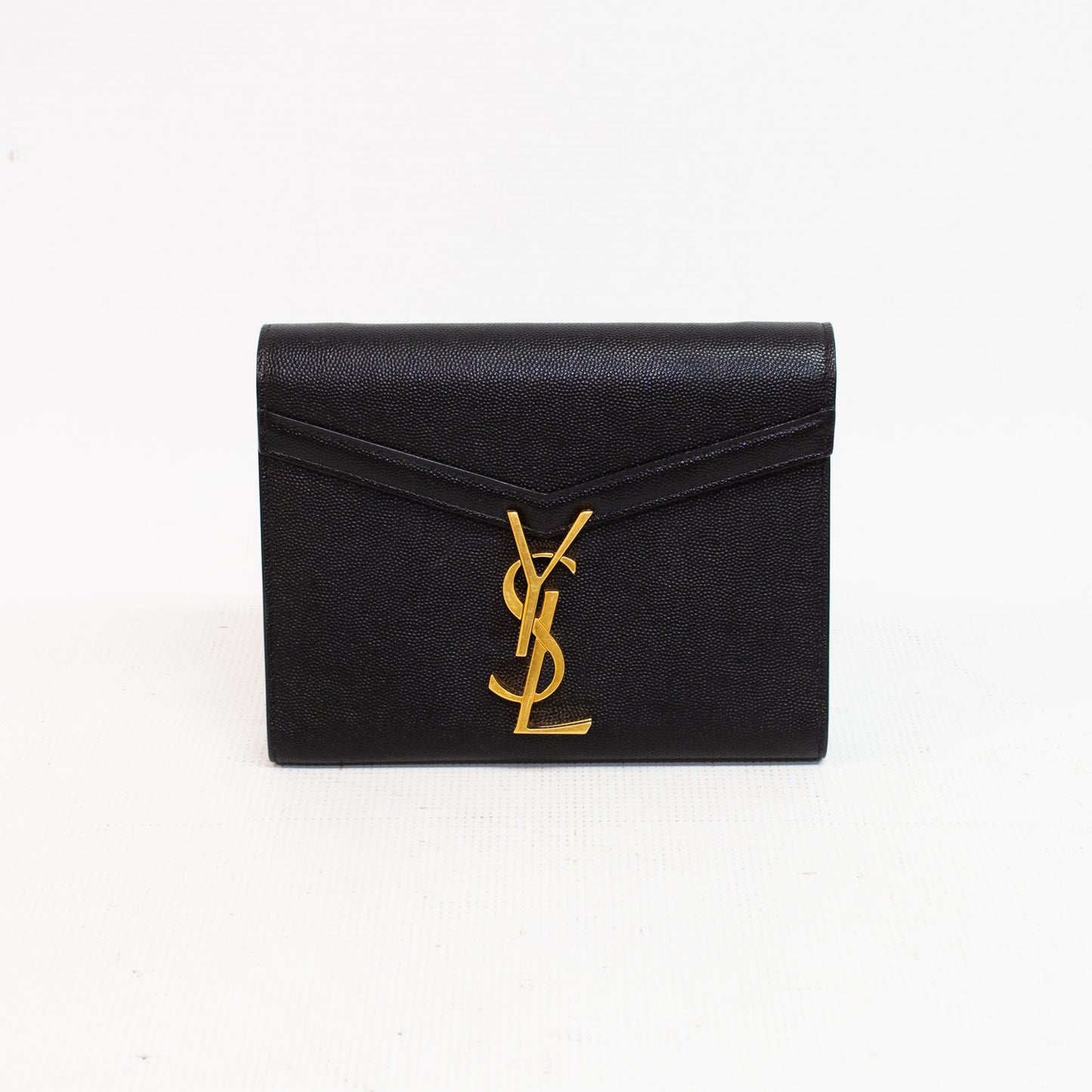 Saint Laurent Black Grain De Poudre Monogram Cassandra Chain Wallet - 635023