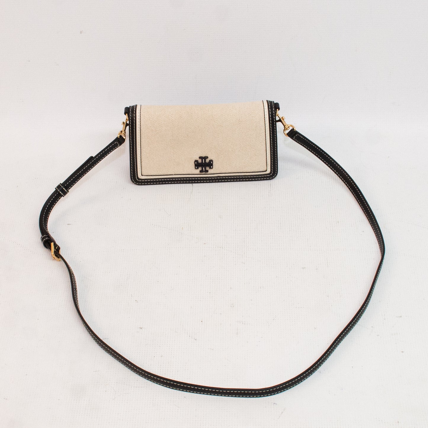 Tory Burch Thea Beige/Black Leather Purse