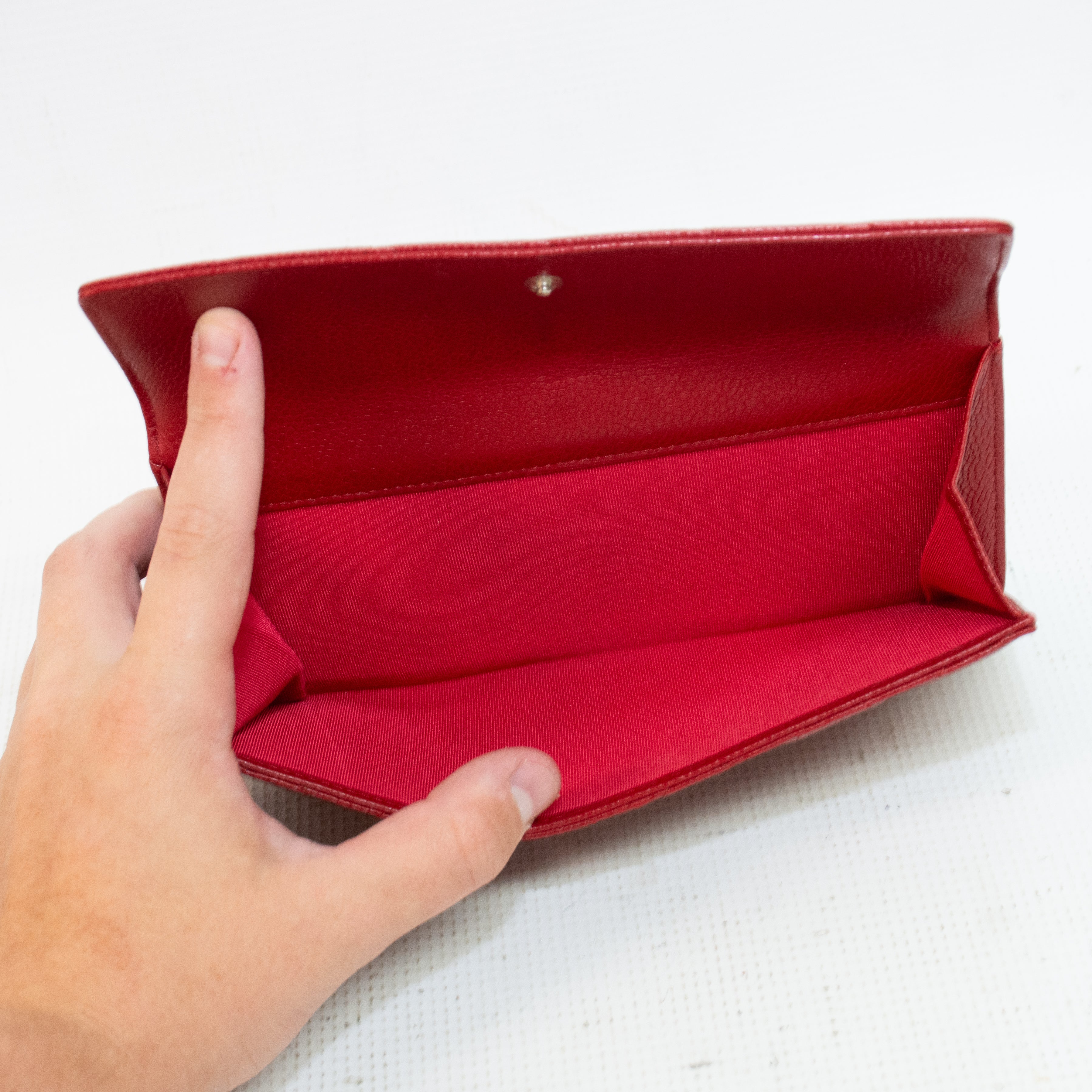 Chanel Red Cavier Leather Bi-Fold Wallet