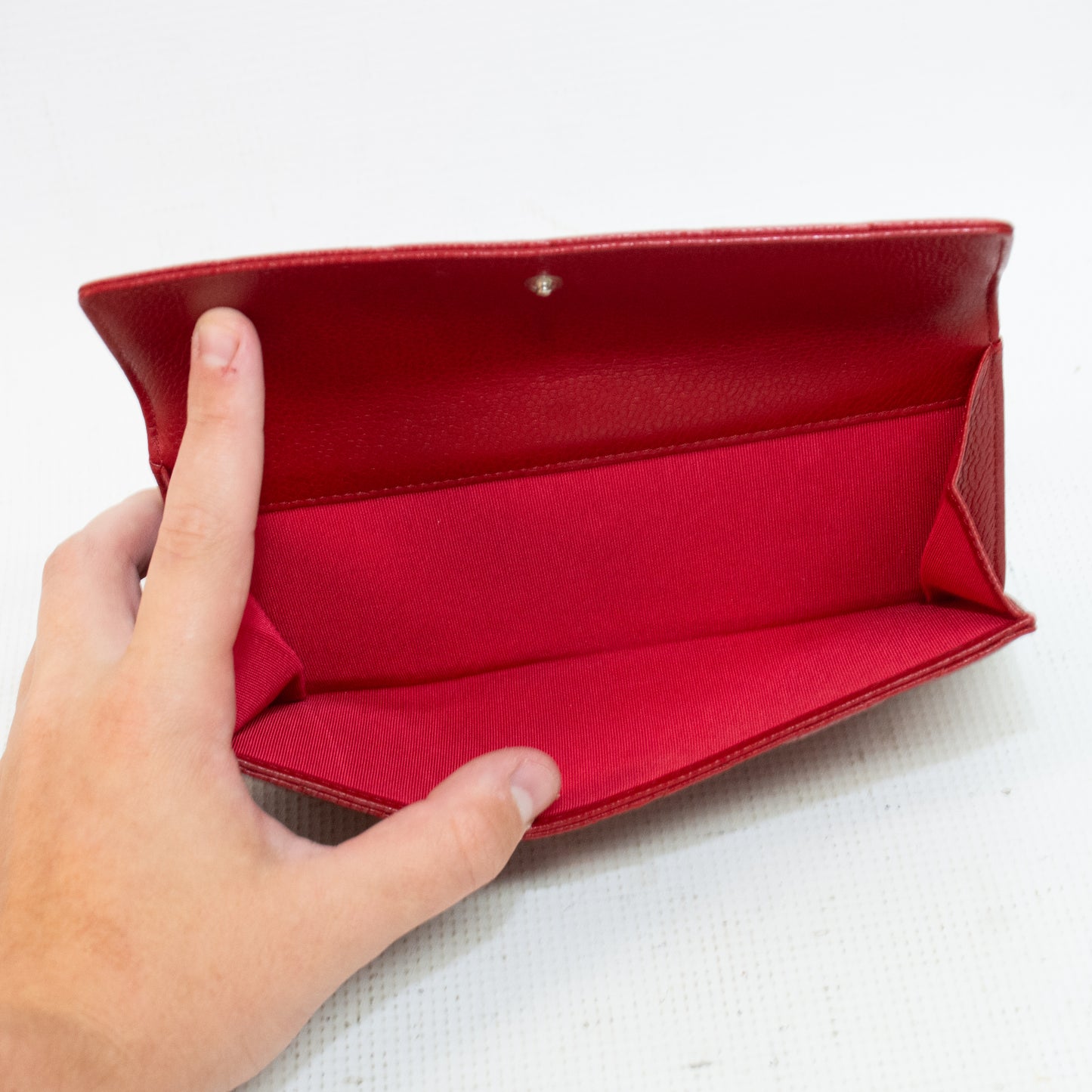 Chanel Red Cavier Leather Bi-Fold Wallet