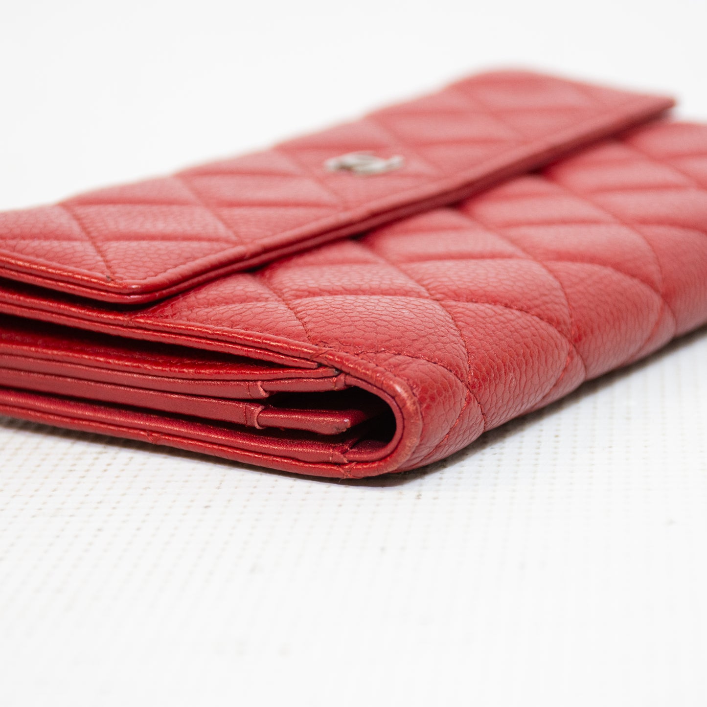 Chanel Red Cavier Leather Bi-Fold Wallet