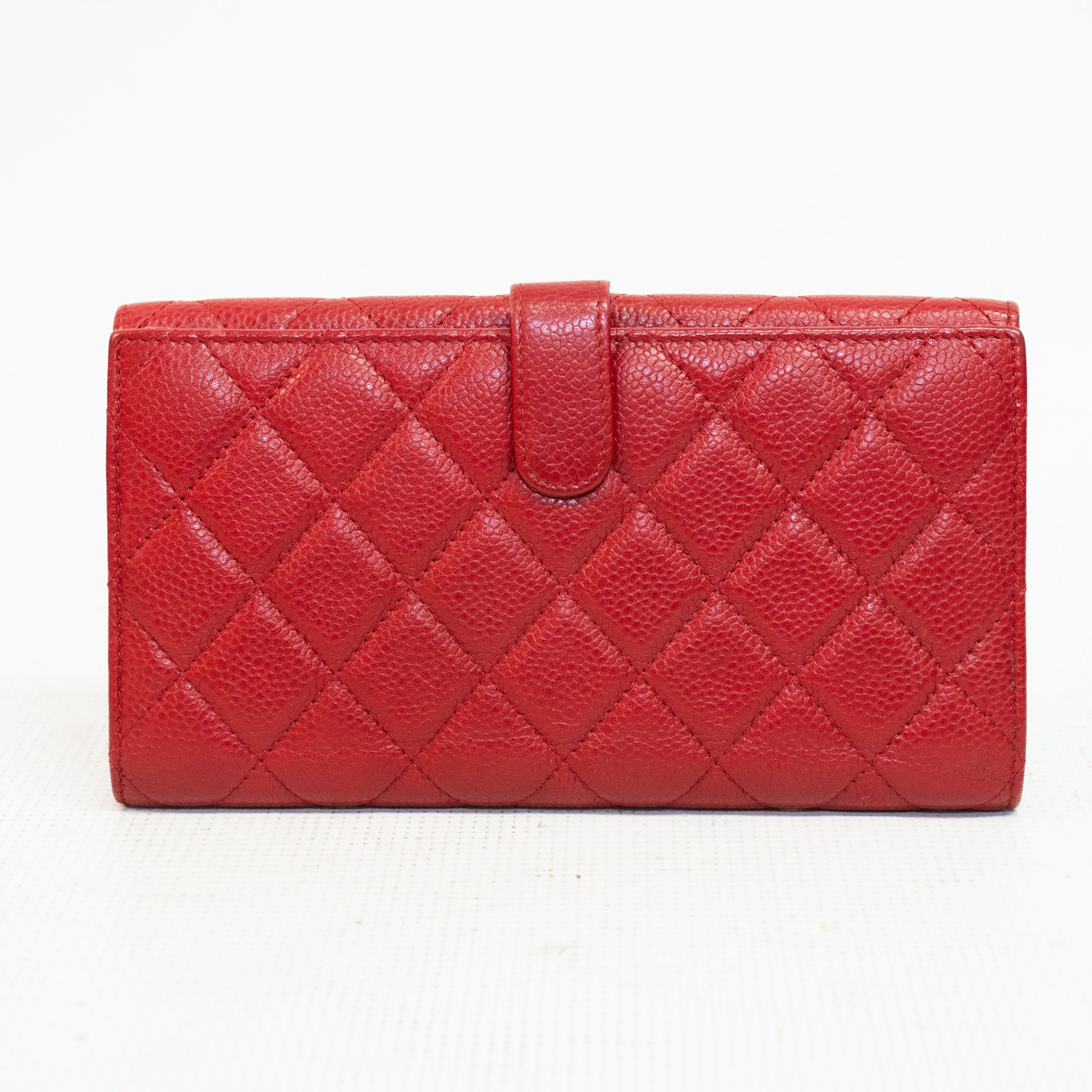 Chanel Red Cavier Leather Bi-Fold Wallet