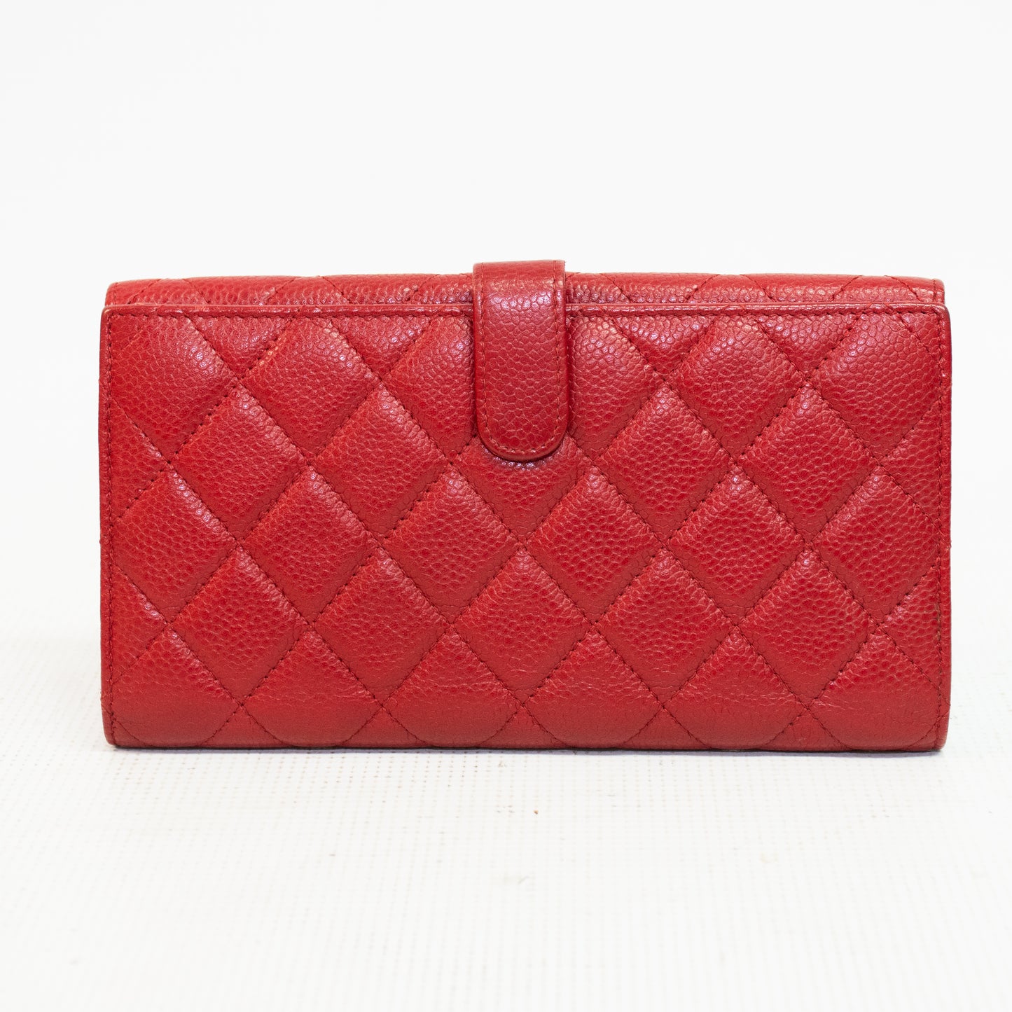 Chanel Red Cavier Leather Bi-Fold Wallet