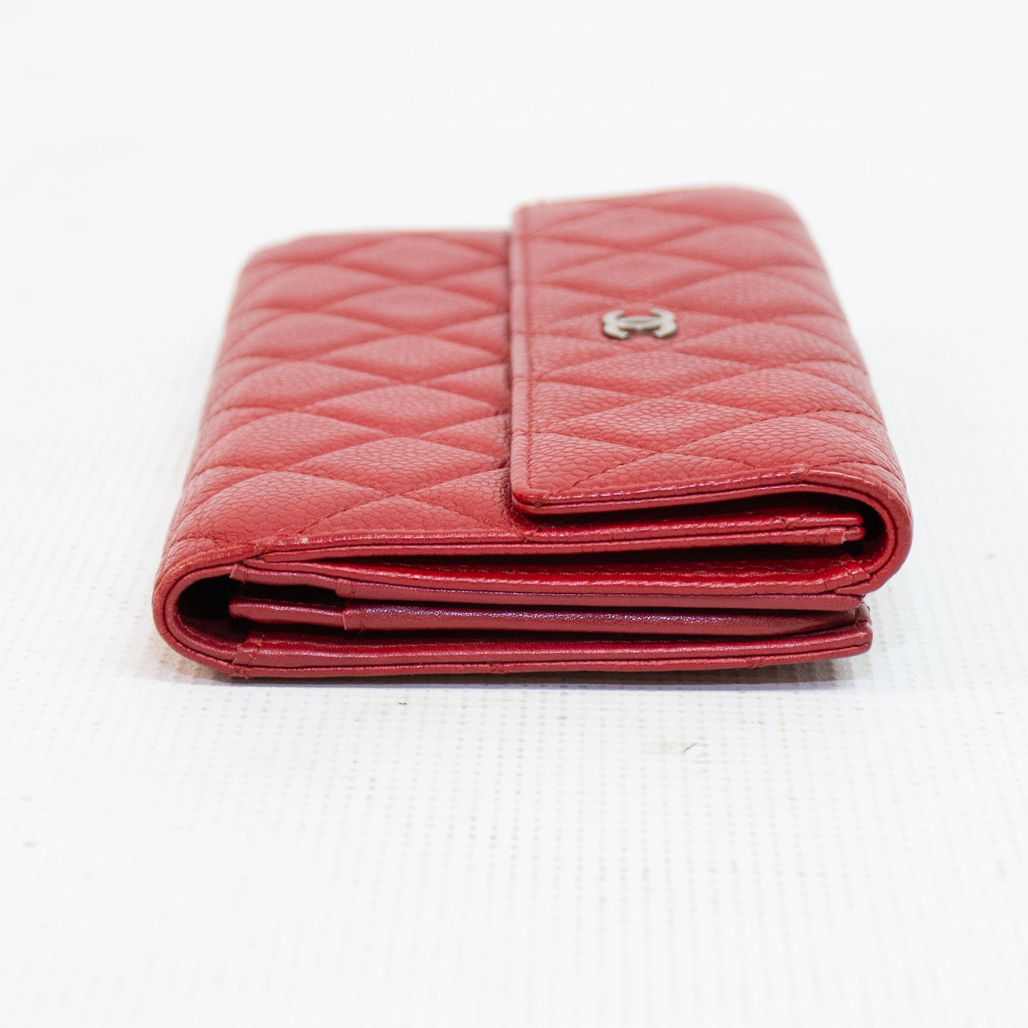 Chanel Red Cavier Leather Bi-Fold Wallet