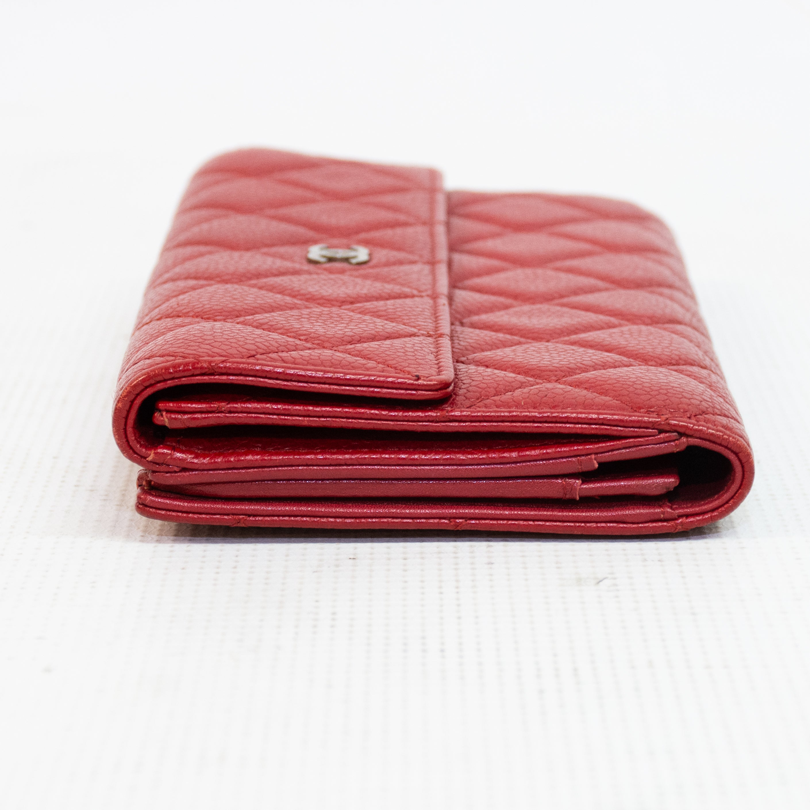 Chanel Red Cavier Leather Bi-Fold Wallet