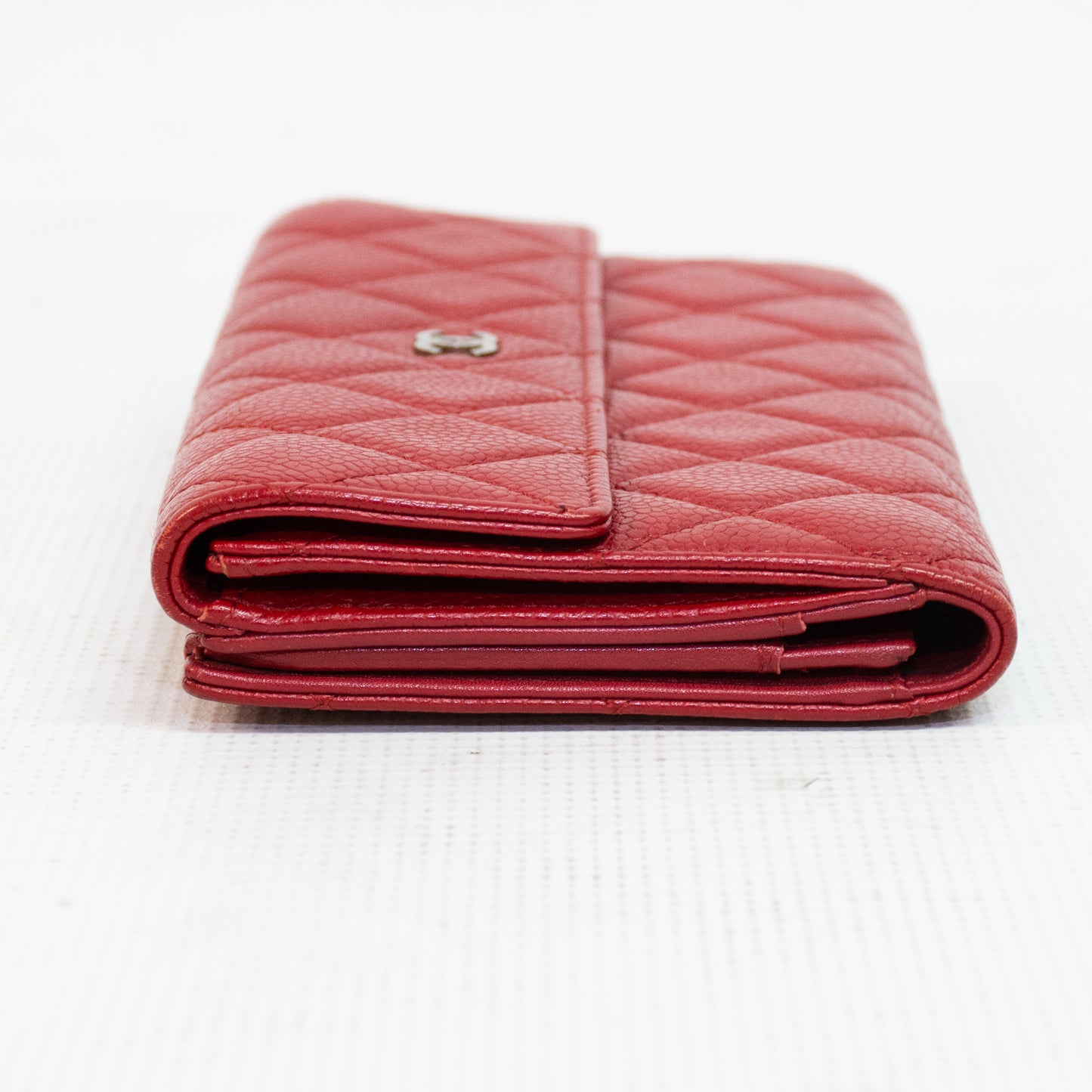Chanel Red Cavier Leather Bi-Fold Wallet