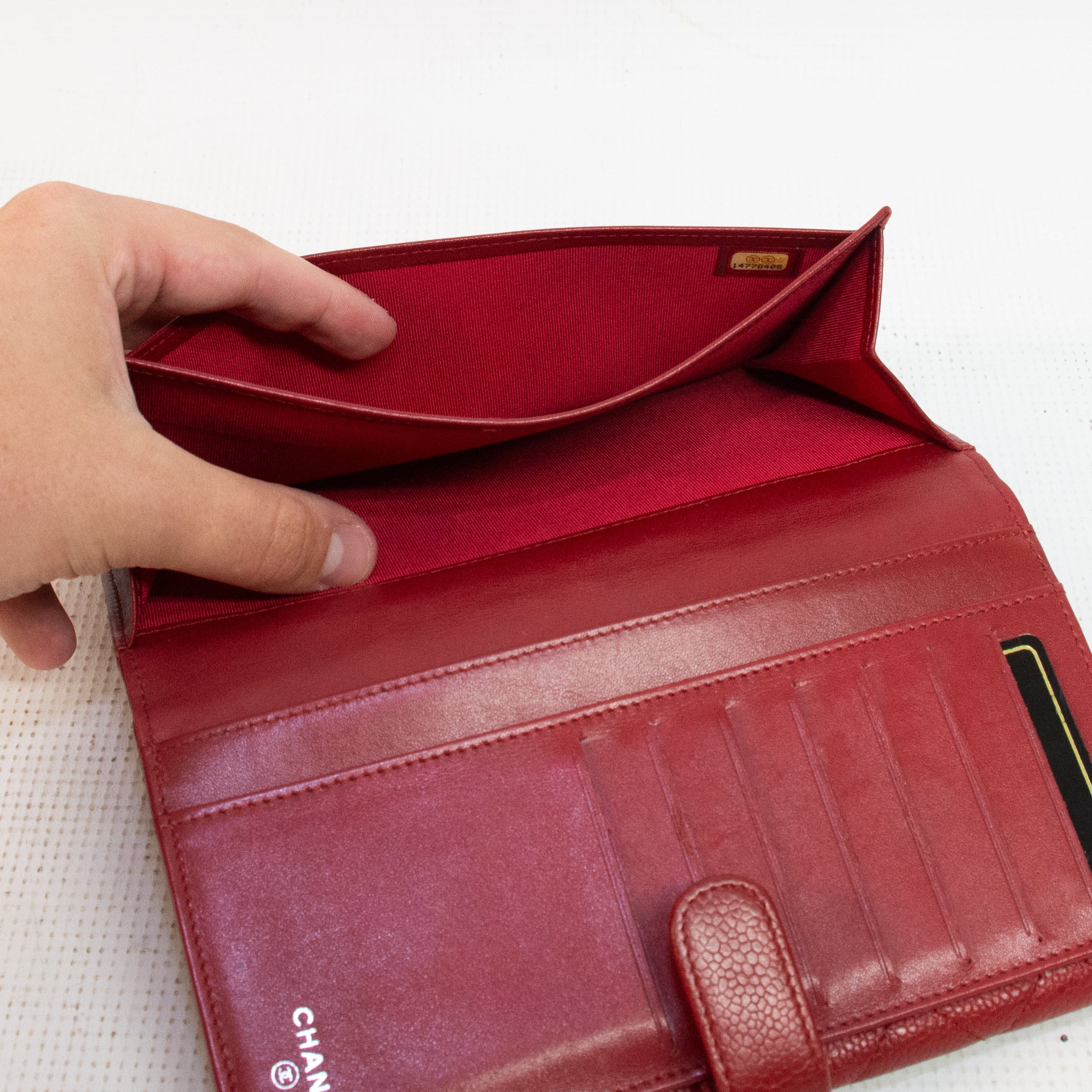 Chanel Red Cavier Leather Bi-Fold Wallet