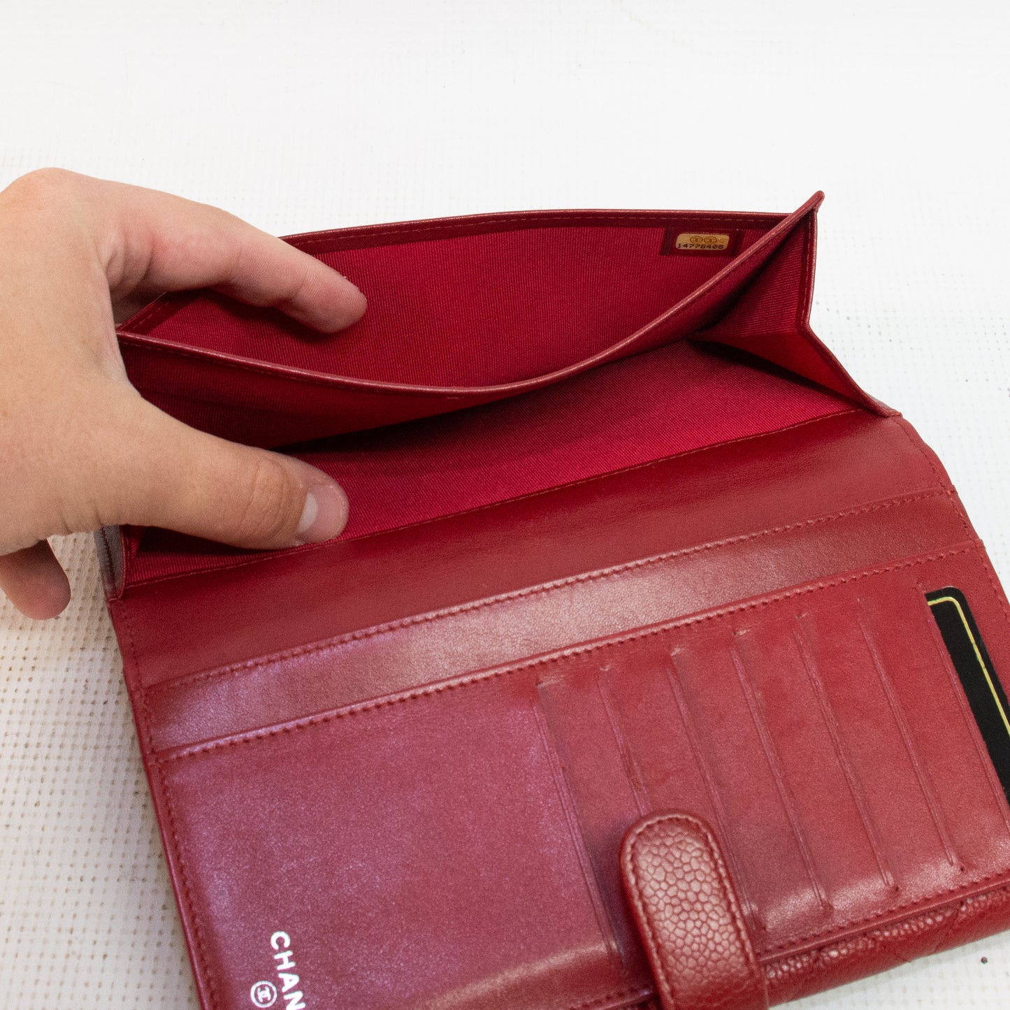 Chanel Red Cavier Leather Bi-Fold Wallet