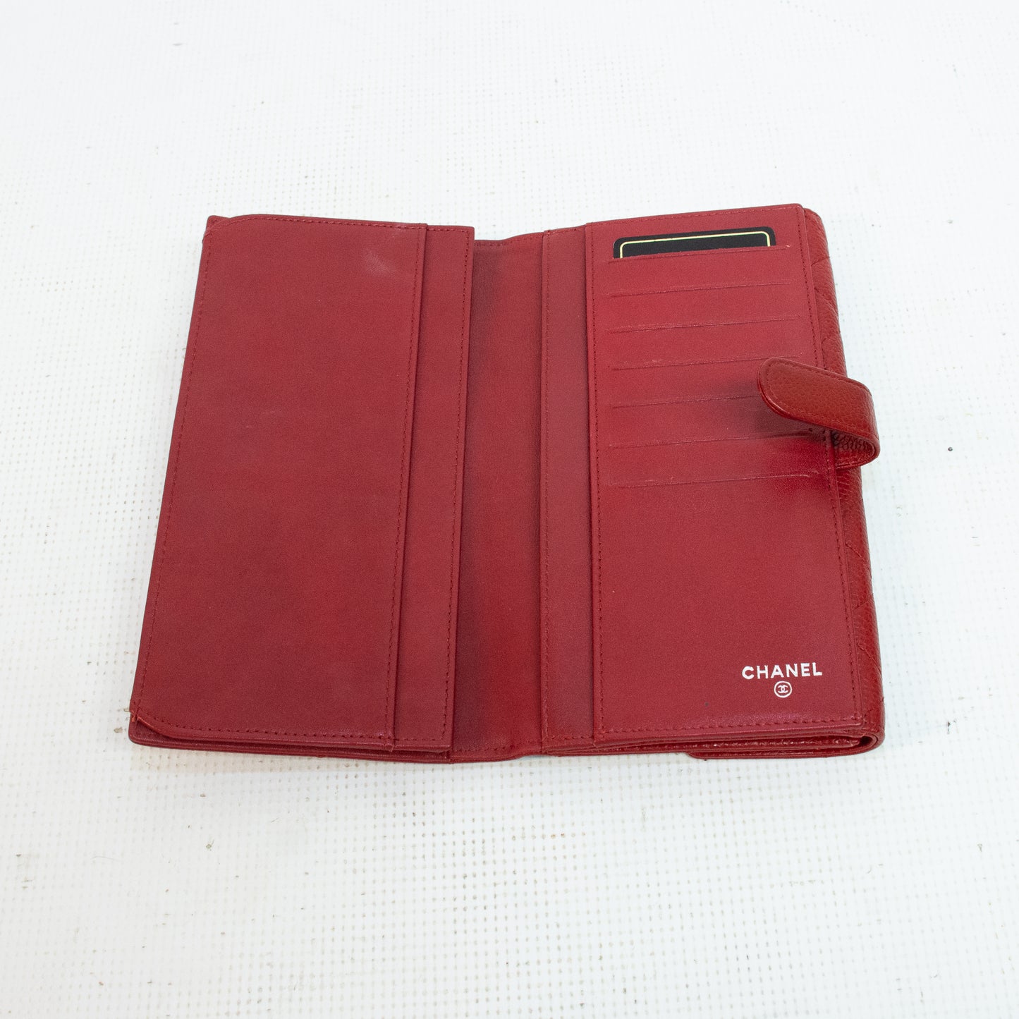 Chanel Red Cavier Leather Bi-Fold Wallet