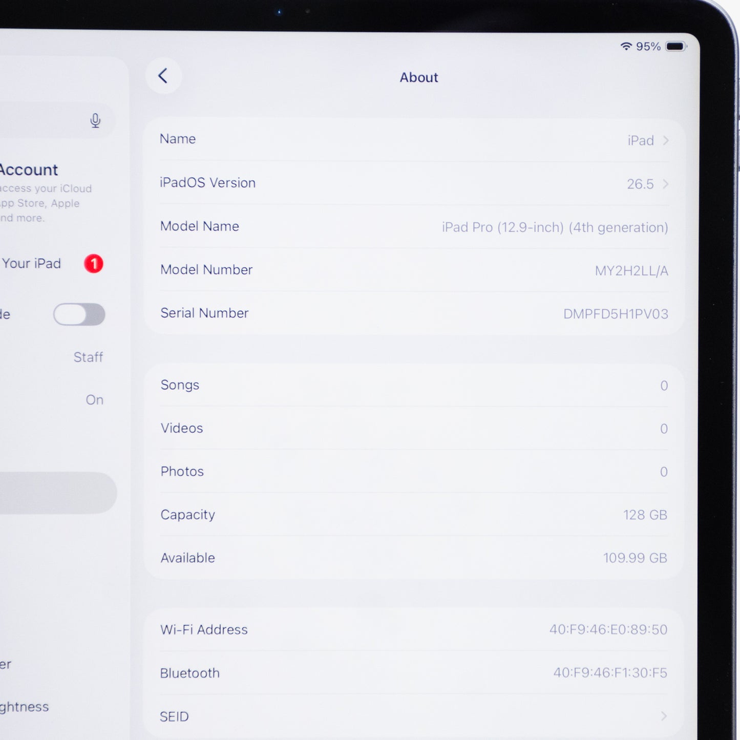 Apple iPad Pro 12.9" 4th Gen - 128GB - Wifi