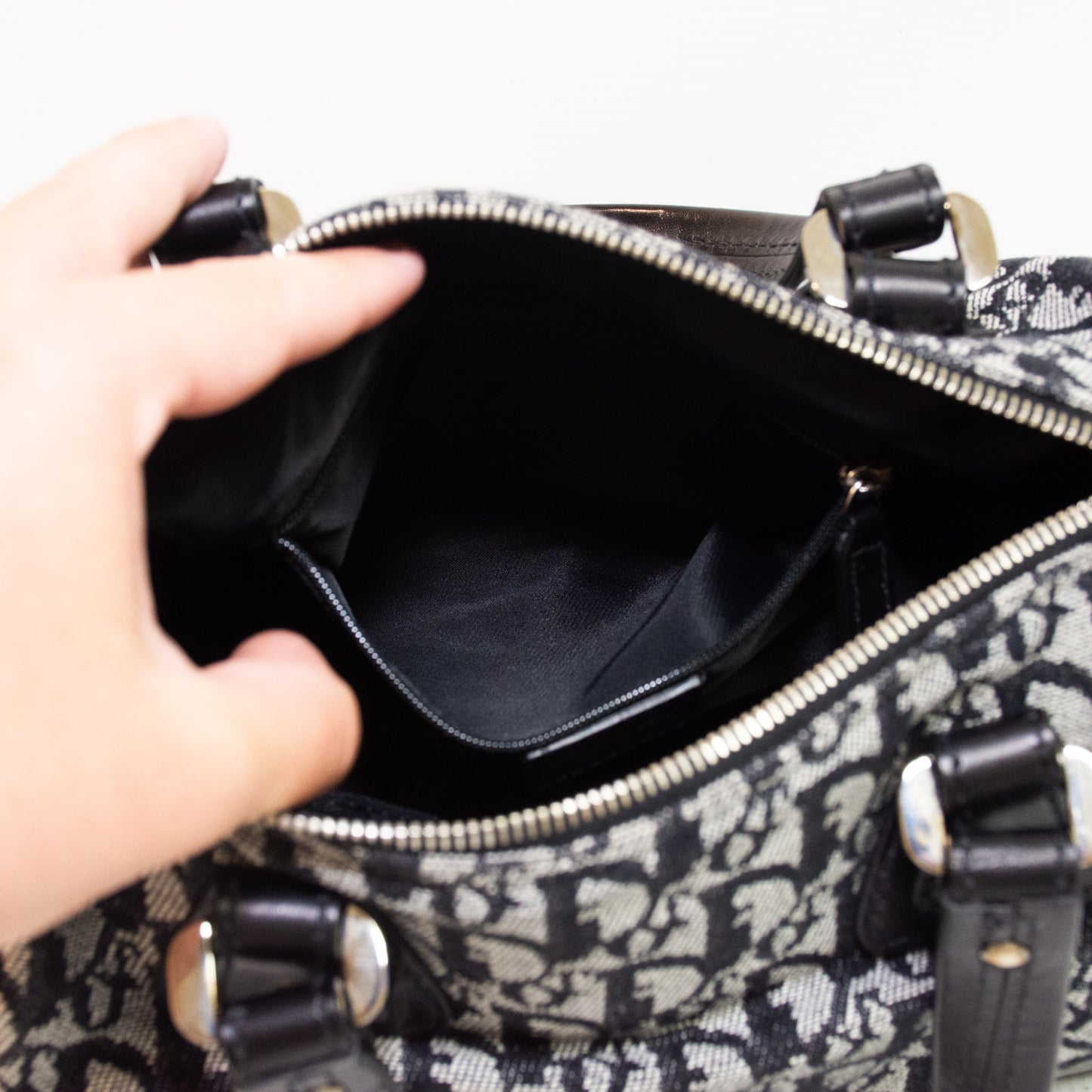 Christian Dior Vintage Trotter Boston Bag - Black / Grey