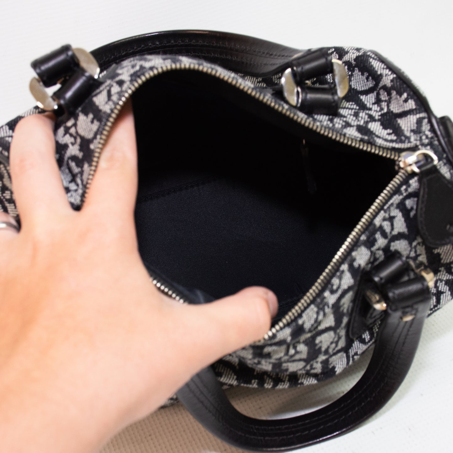 Christian Dior Vintage Trotter Boston Bag - Black / Grey