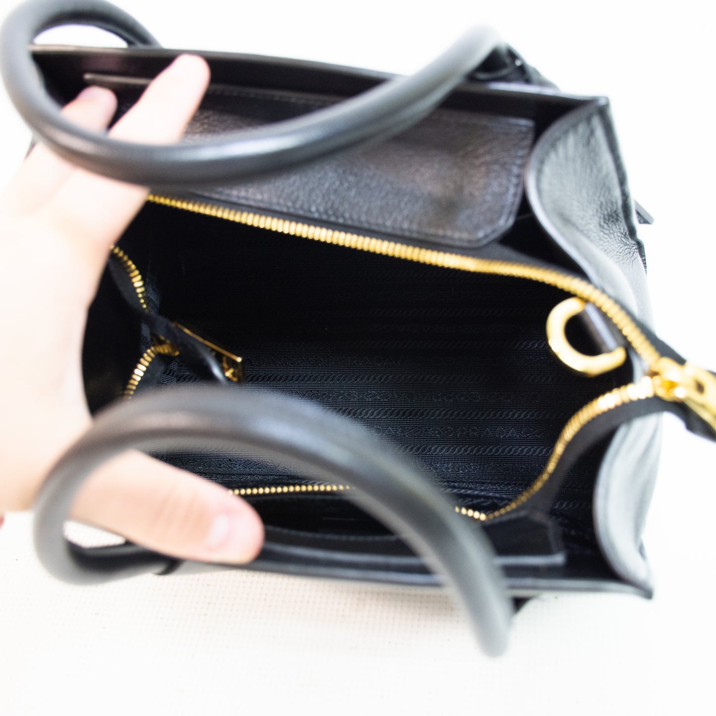 Prada Glace Calf Leather Twin Pocket Purse