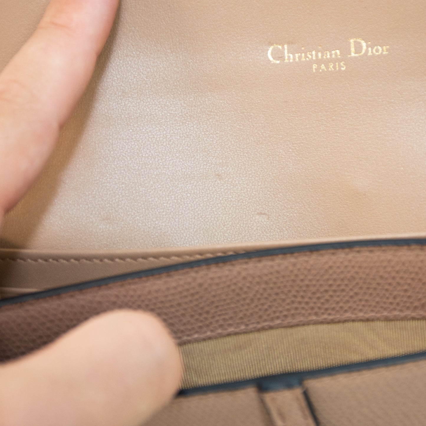 Christian Dior Beige Long Chain Wallet